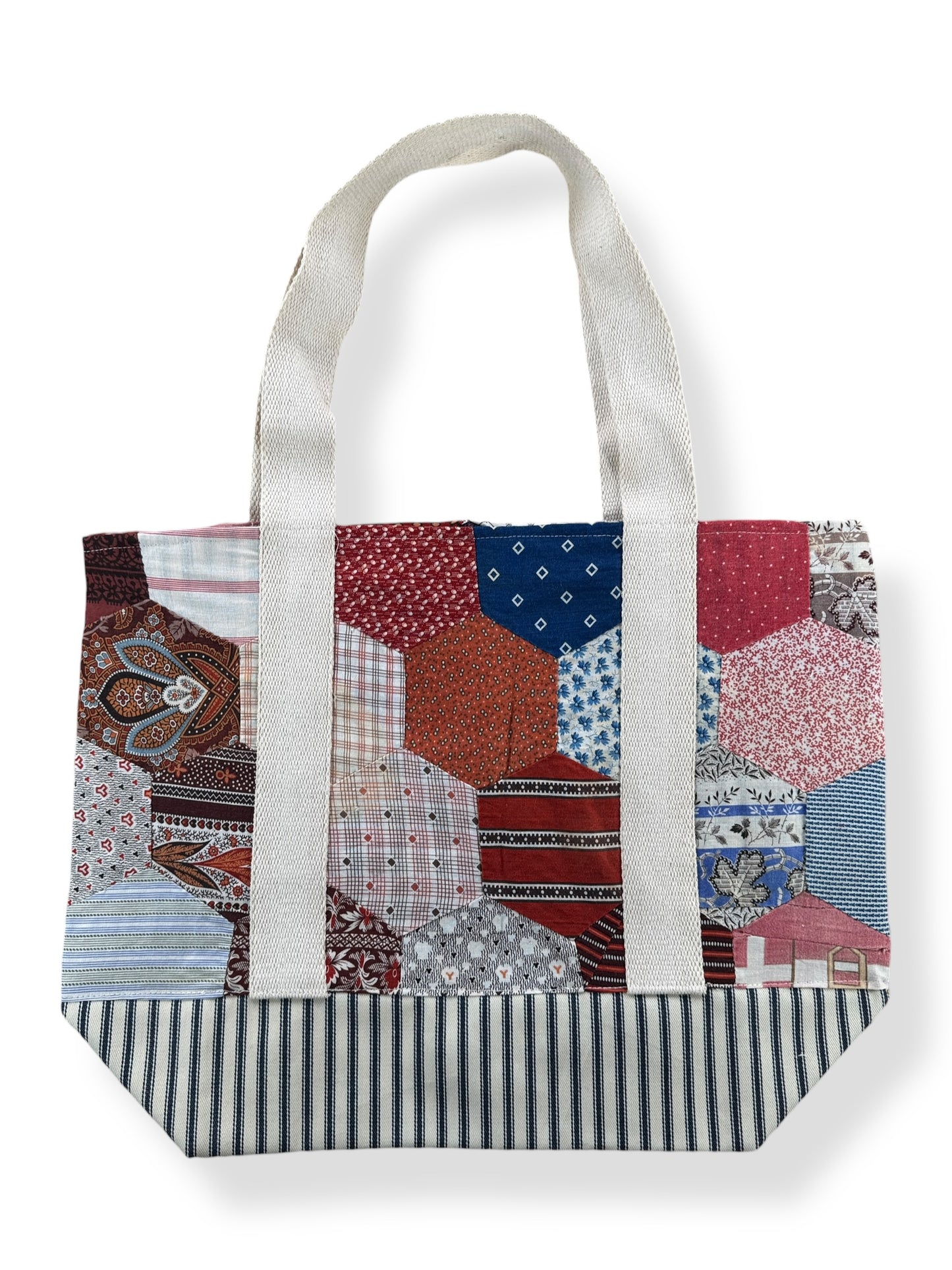 Side A of Archive Craft X Barn Owl Vintage Quilt Tote Bag
