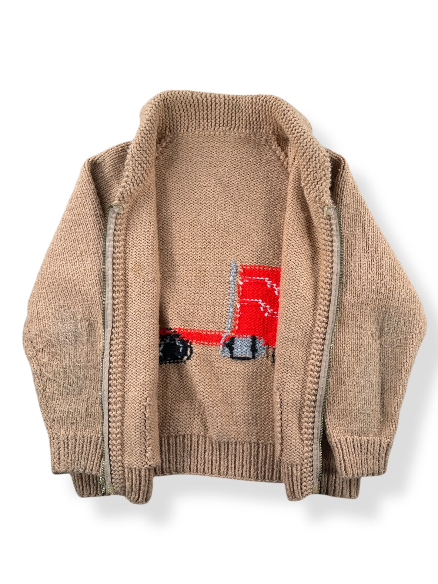 Inside of Vintage 18 Wheeler Cowichan Style Sweater SZ L