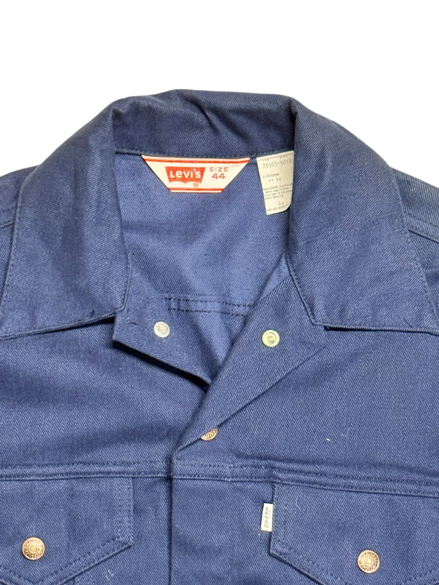 Collar/tag view 1970s Levi's Big E  Moleskin Jacket L