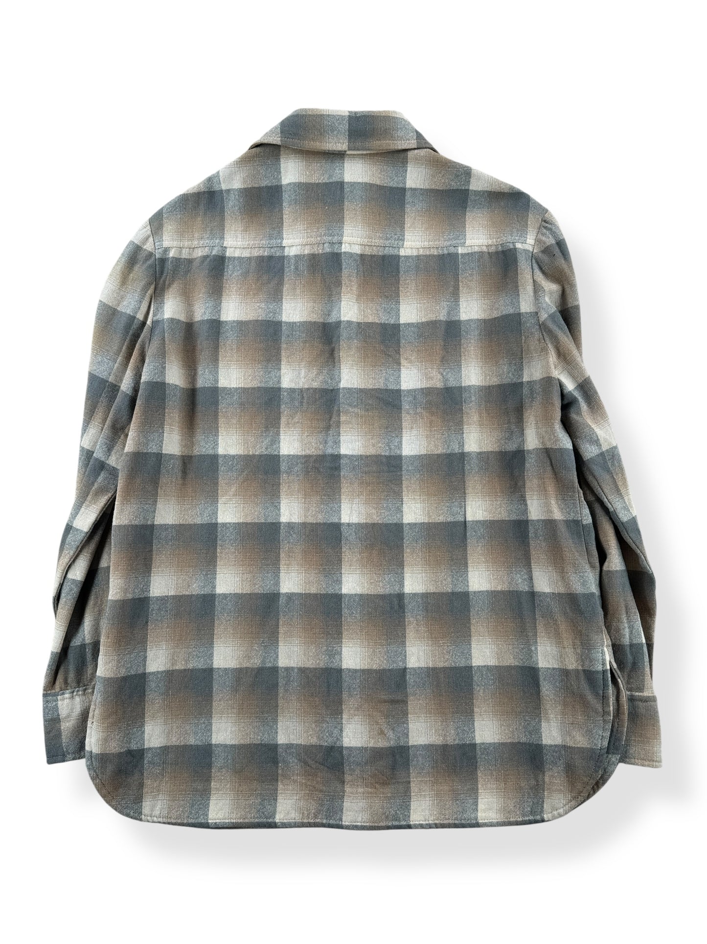 Back of Vintage Handmade Shadow Plaid Flannel SZ L