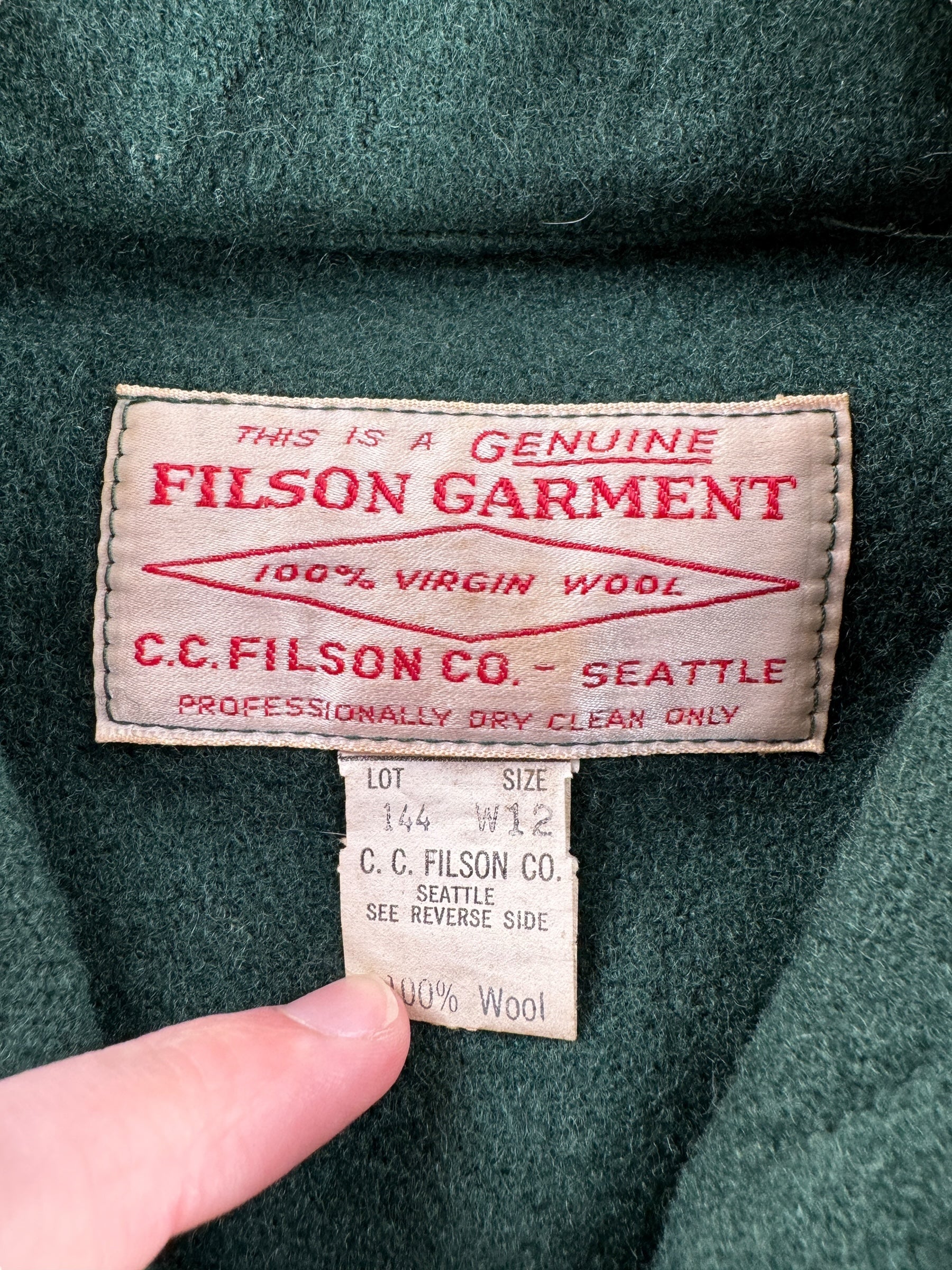 Tag on Vintage Filson Women's US Forestry Service Jacket SZ W12