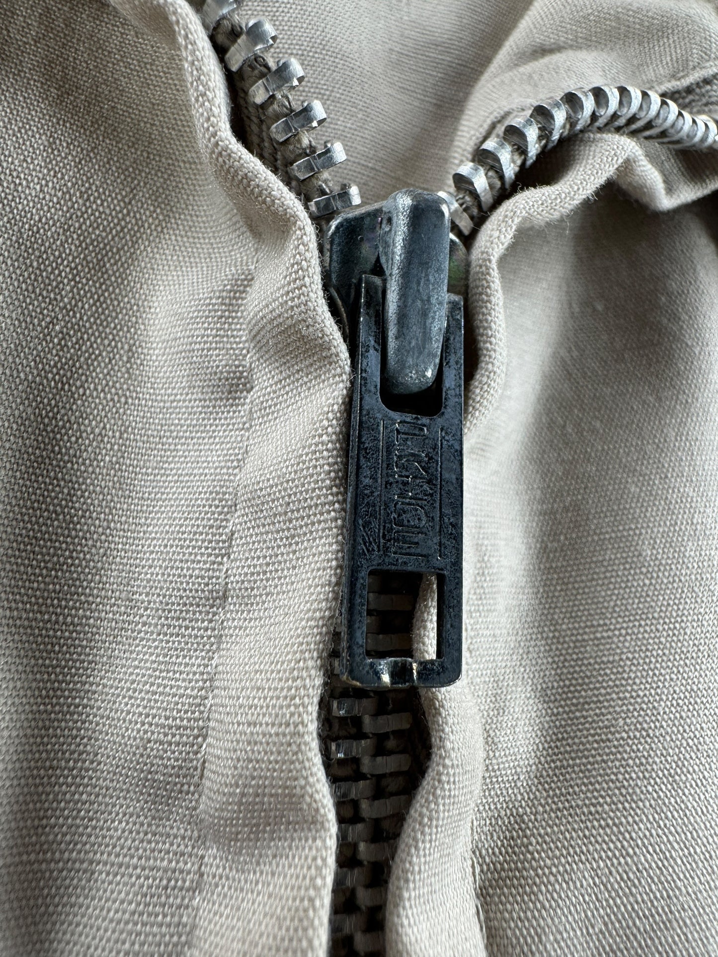 Zipper on Vintage Sir Jac Khaki Liteweight Jacket SZ M (Fits S)