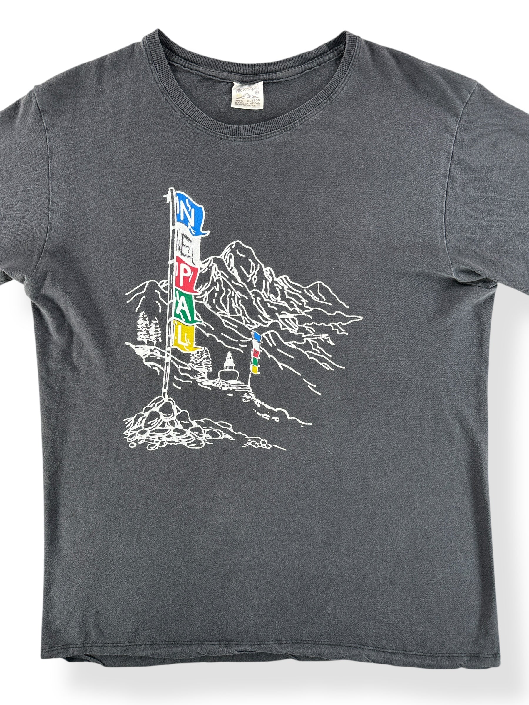 Front Close Up of Vintage Nepal Souvenir Tee SZ M