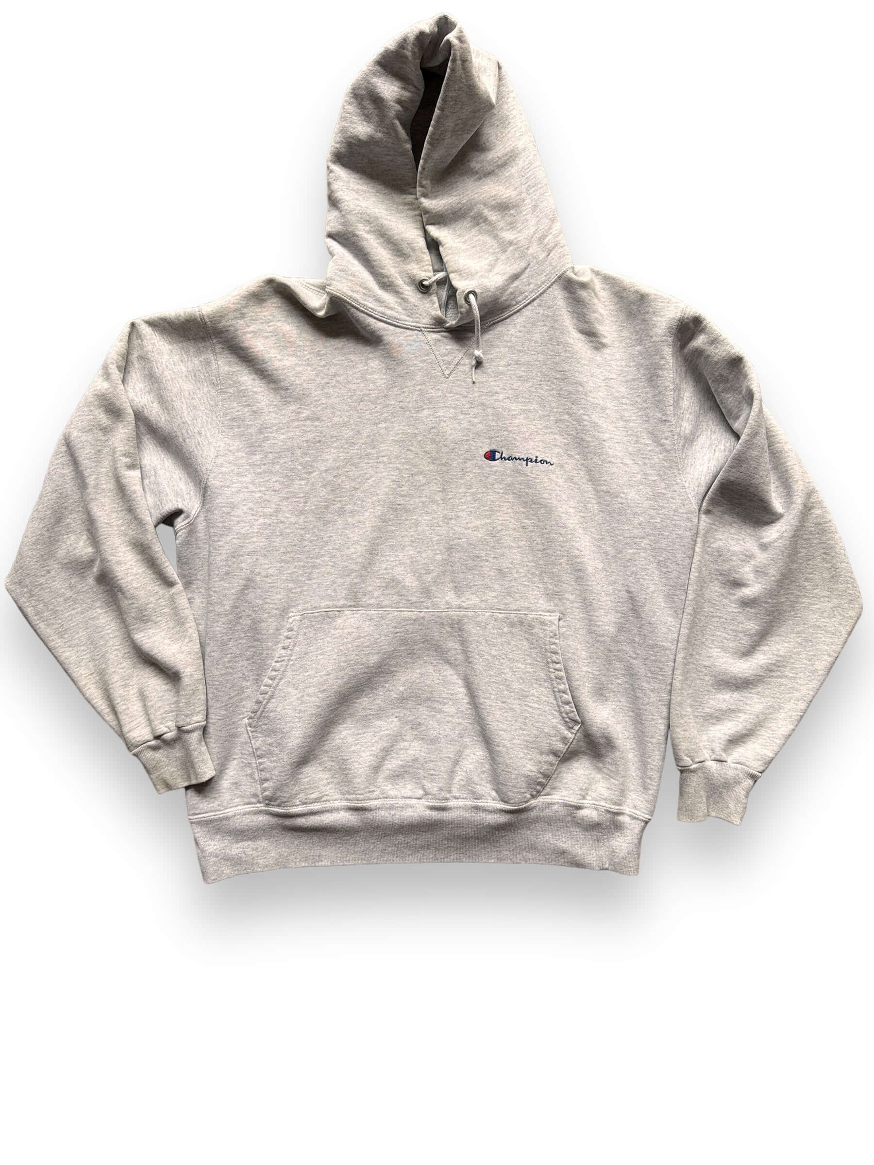 Front View of Vintage Champion Heather Grey Hoodie SZ XL