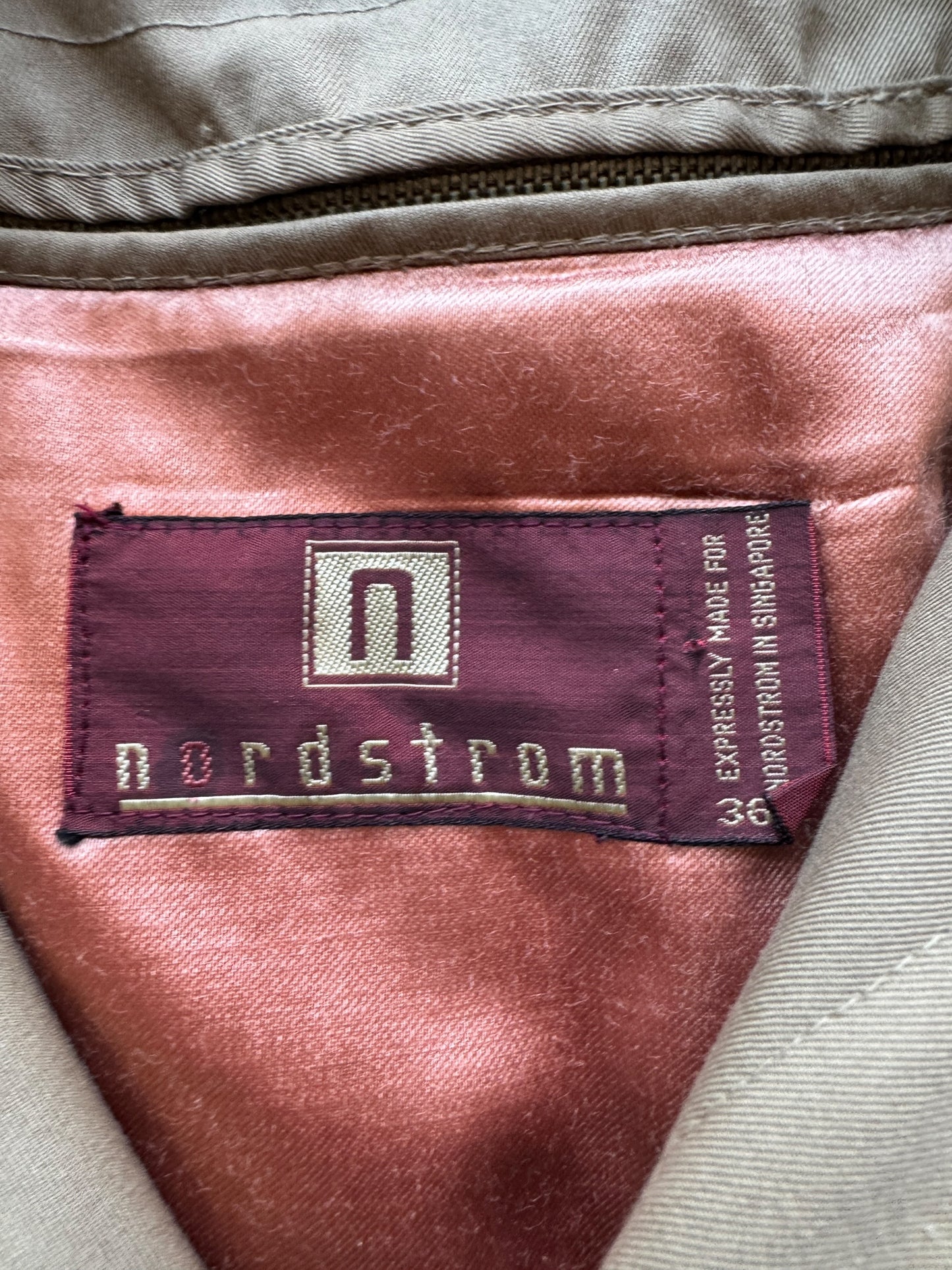 Label on Vintage Nordstrom's Lined Trench Coat SZ M