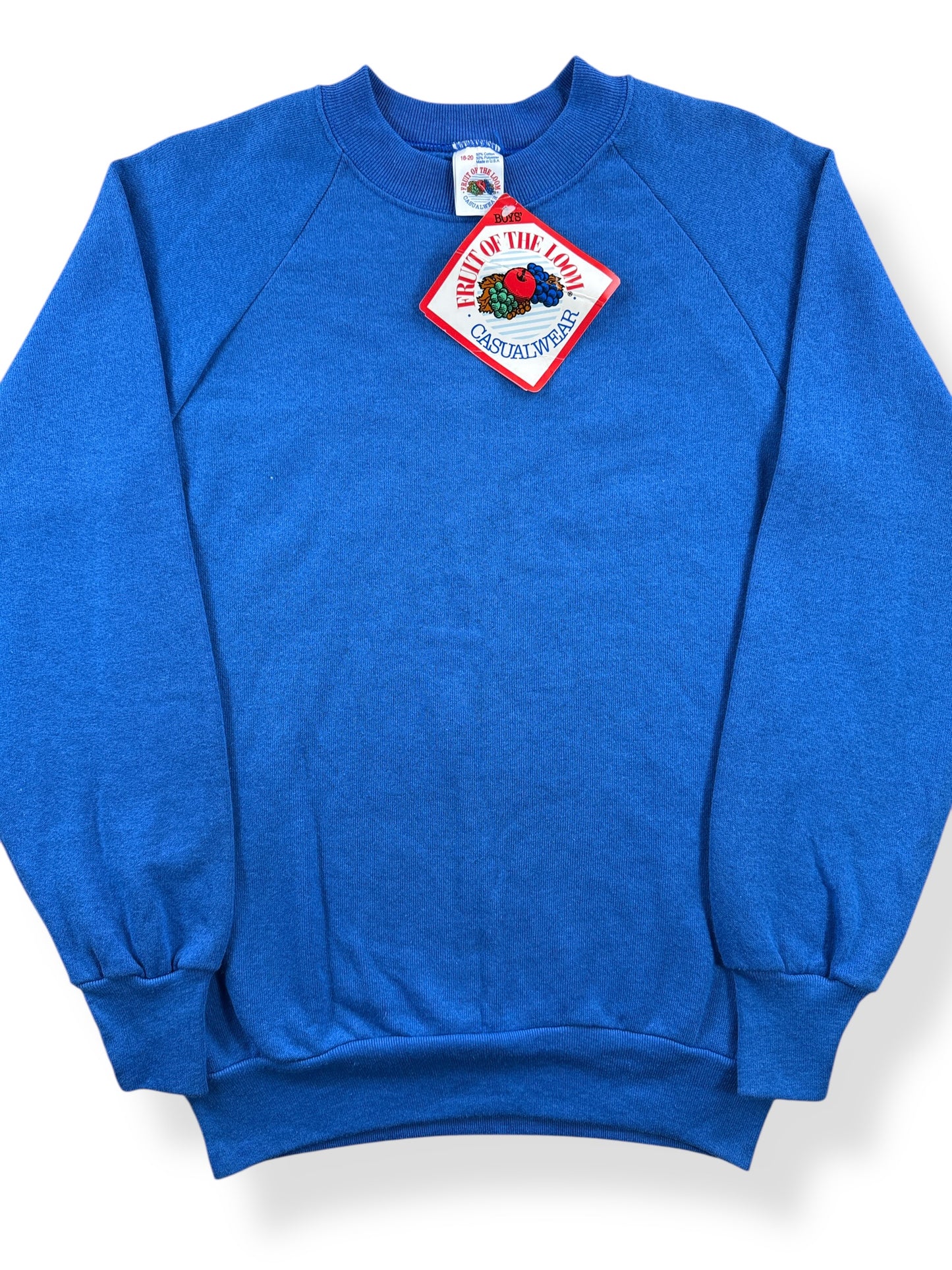 Front Close Up of Vintage FOTL Boys Blue Crewneck SZ 18-20