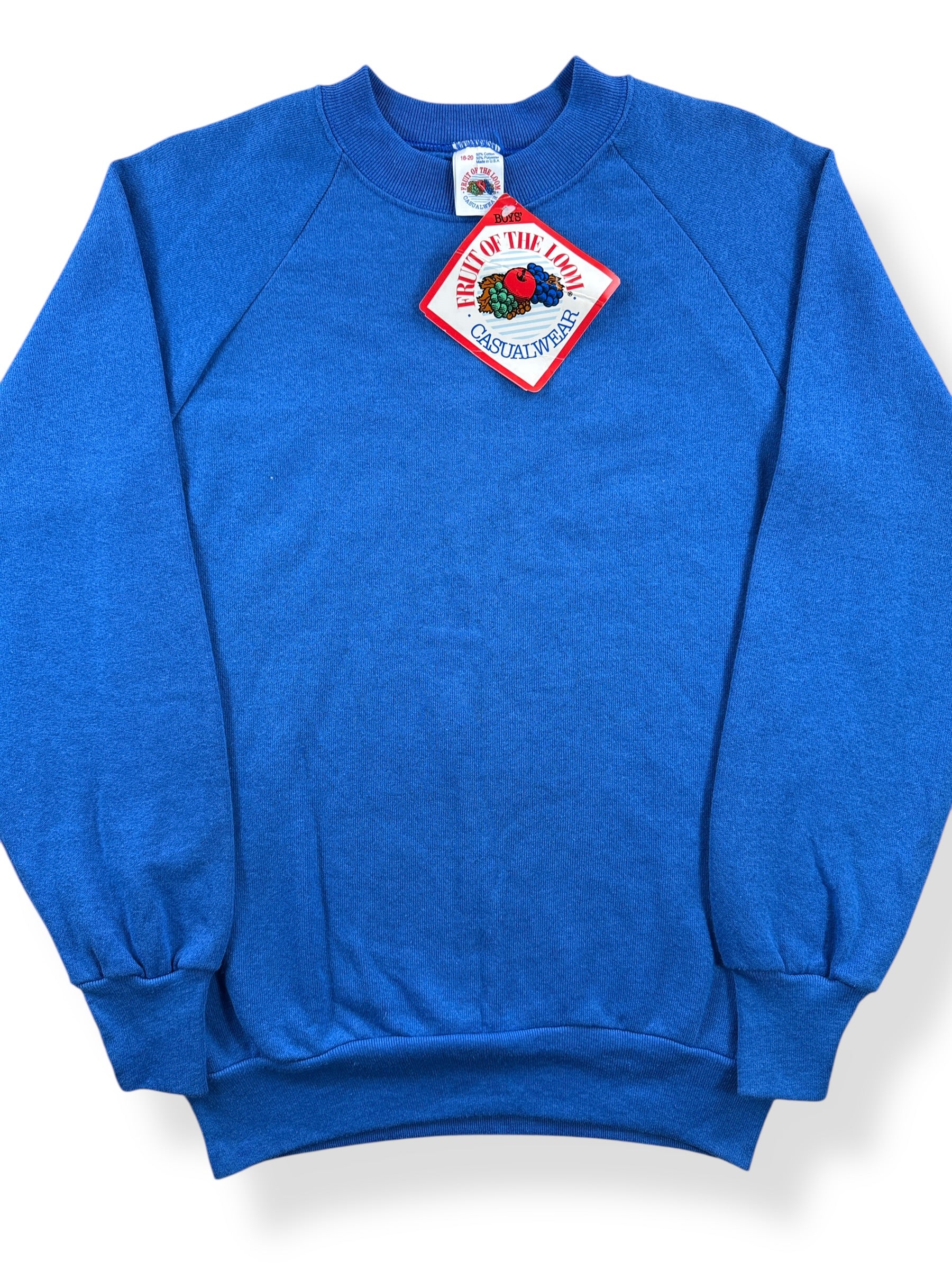 Front Close Up of Vintage FOTL Boys Blue Crewneck SZ 18-20