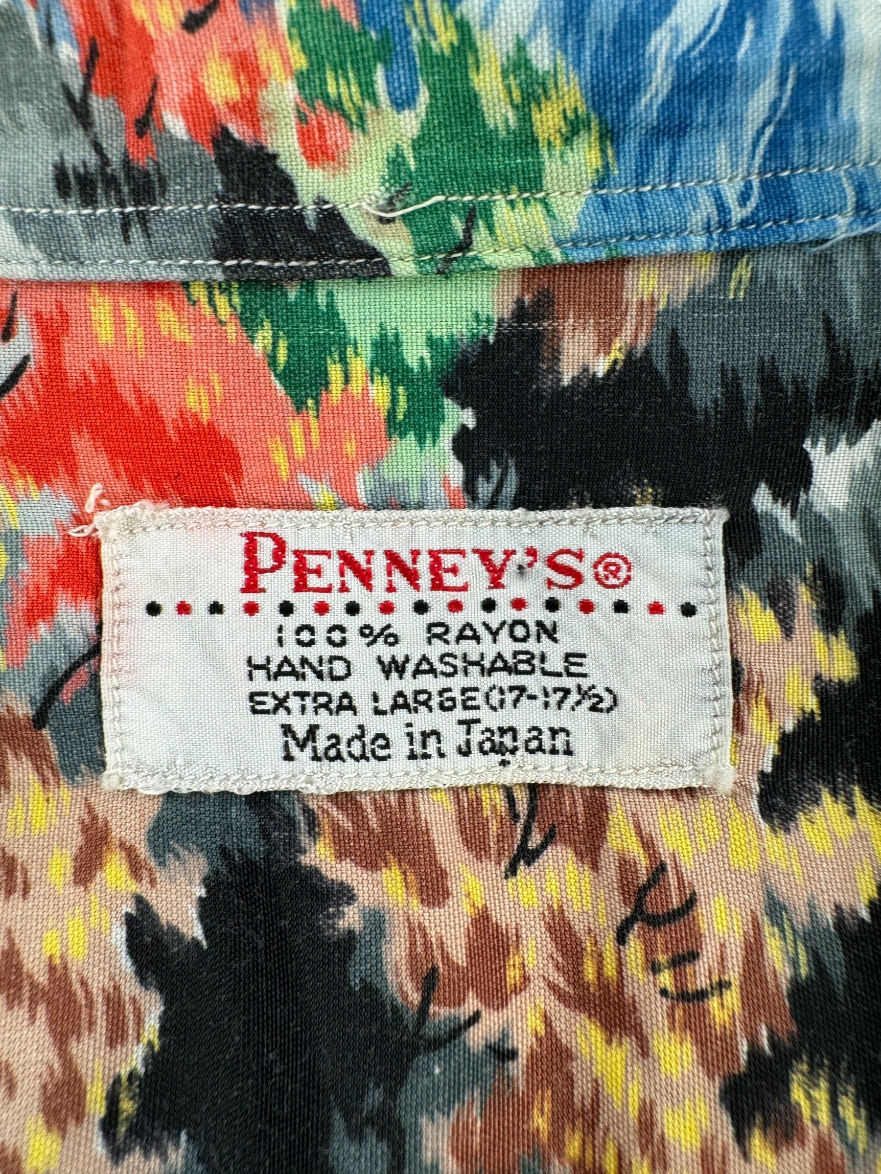 Tag on Vintage Penney's Aloha Shirt SZ XL AS IS