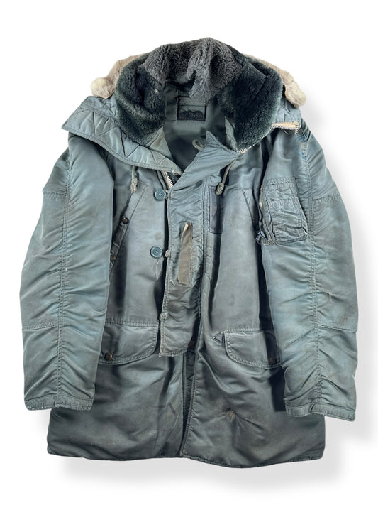 Front of Vintage Thrashed N-3B Snorkel Parka SZ L AS IS