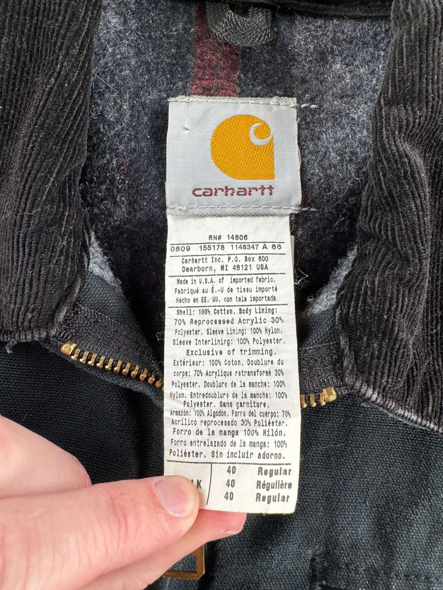 Tag on Vintage Black Carhartt Detroit Jacket SZ 40