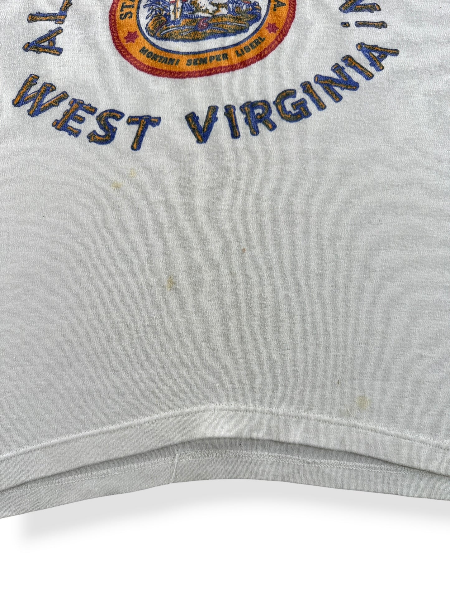 Stains on Vintage 60s Almost Heaven Tee SZ L (Fits M)