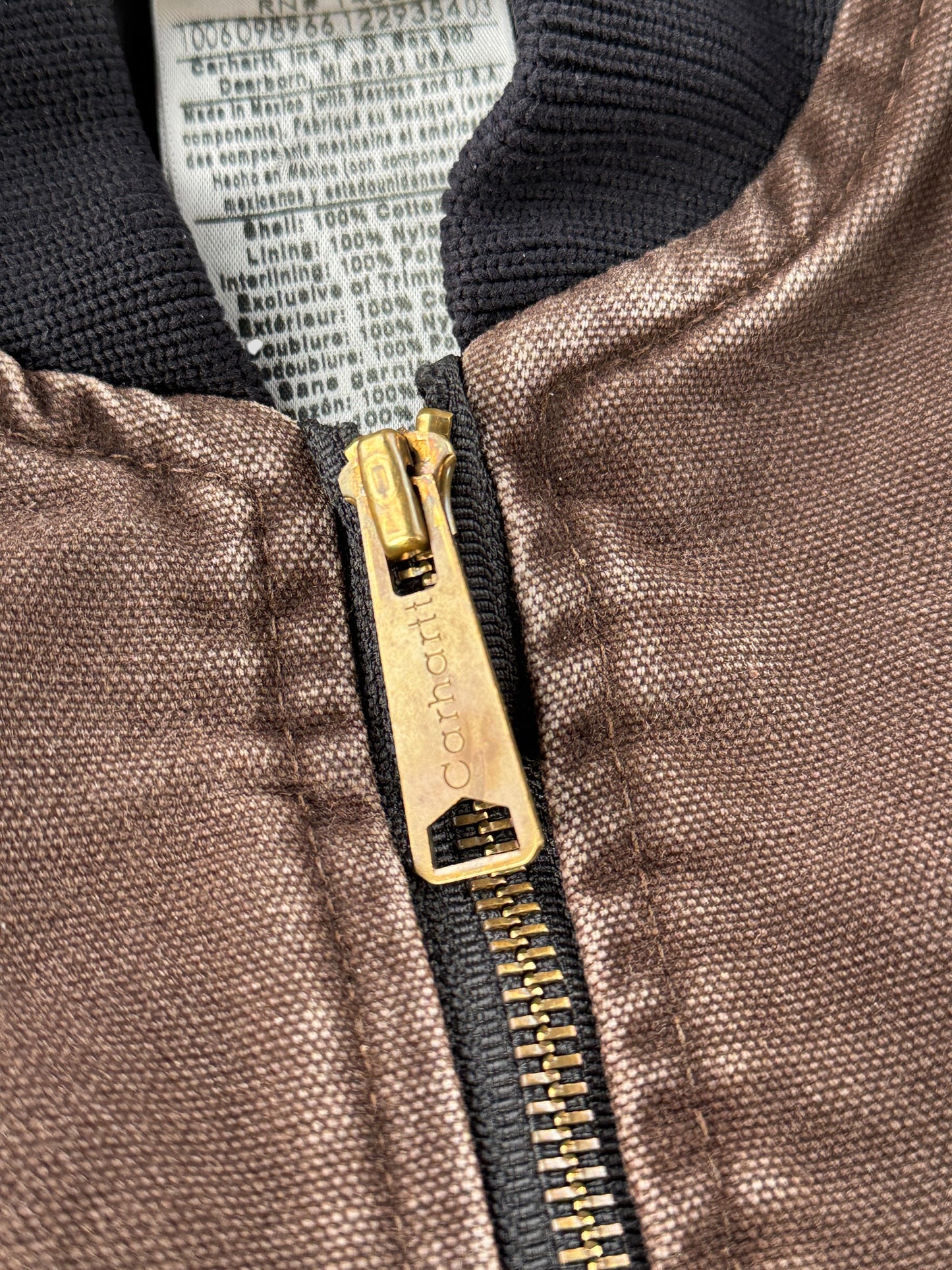 Zipper on Carhartt Brown Vest SZ L