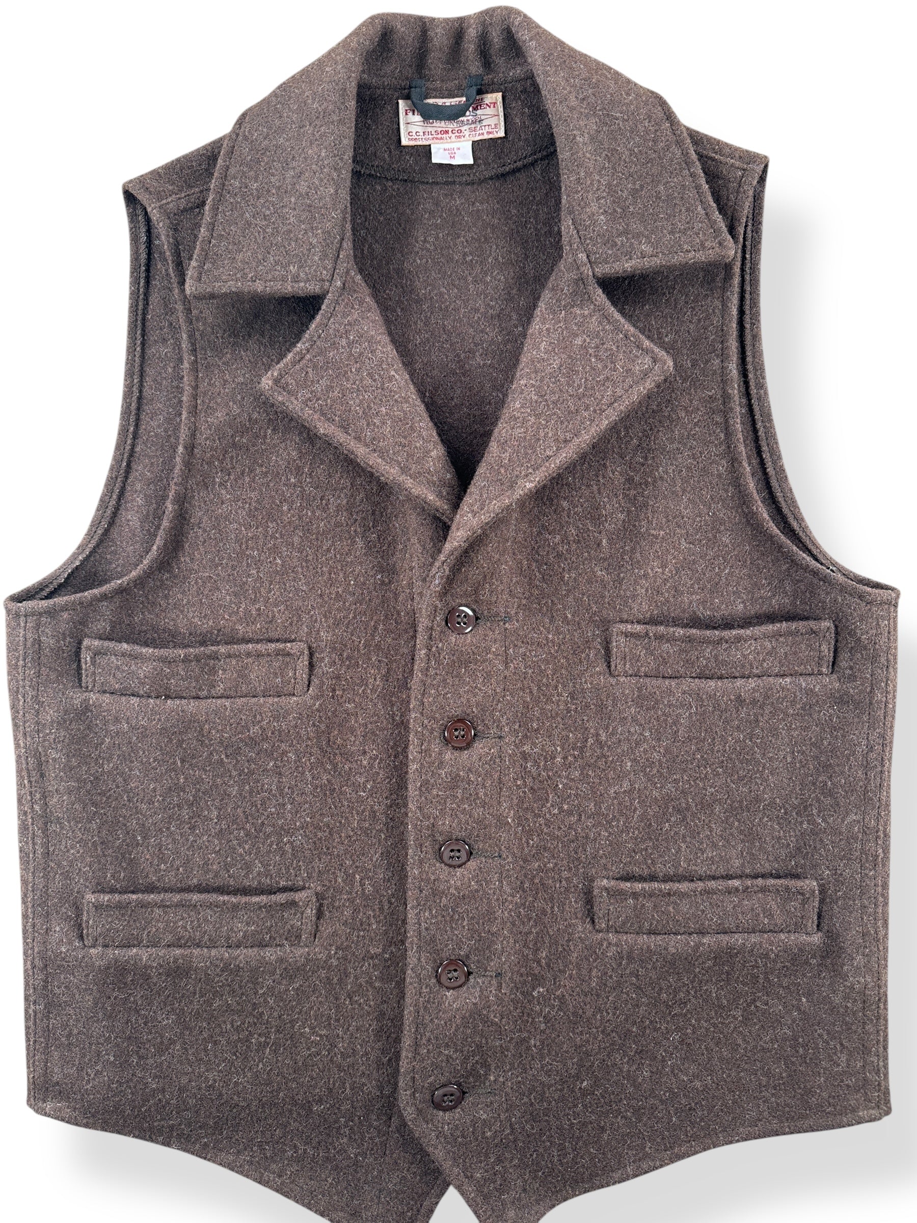 Front Close Up of Filson Mackinaw Western Vest SZ M