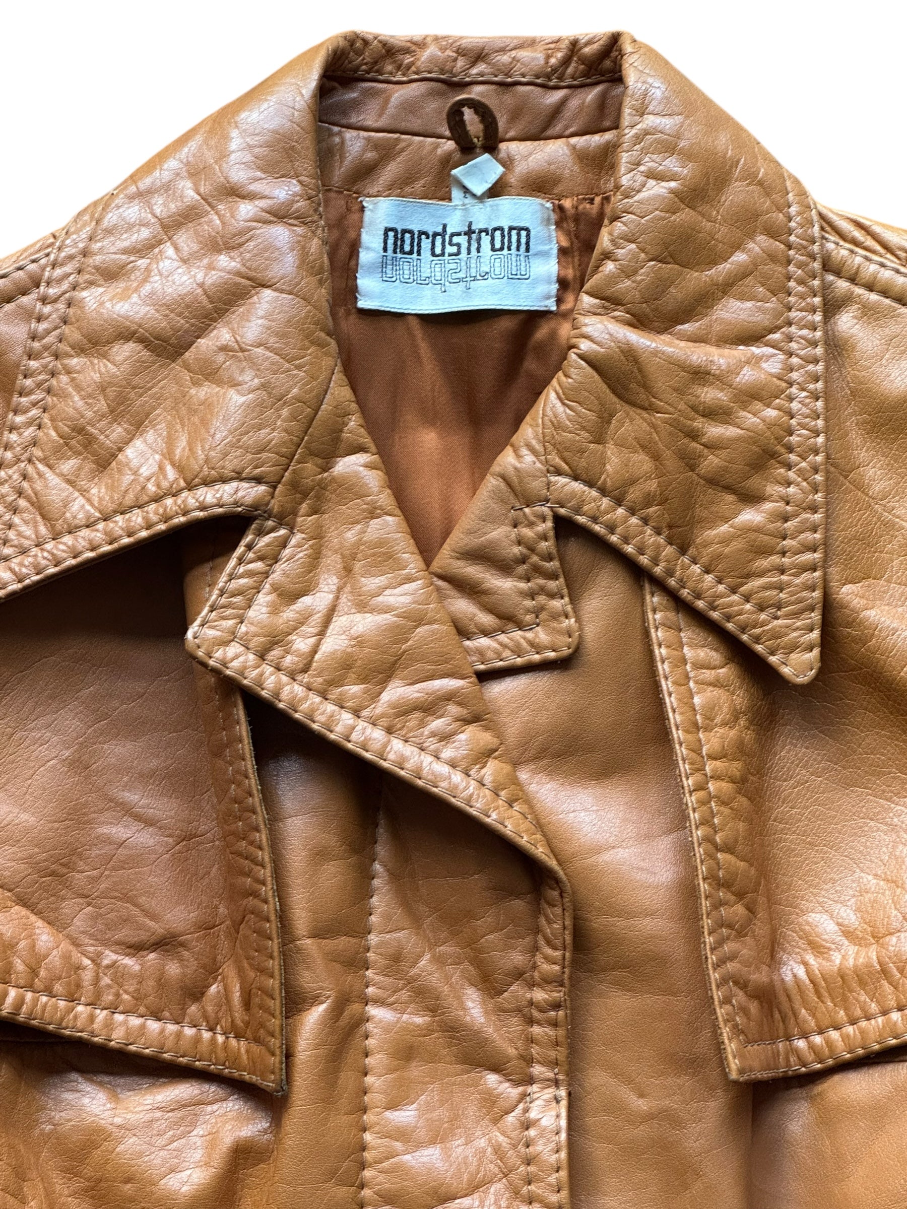 Collar view of 1980s Nordstrom Leather Jacket S