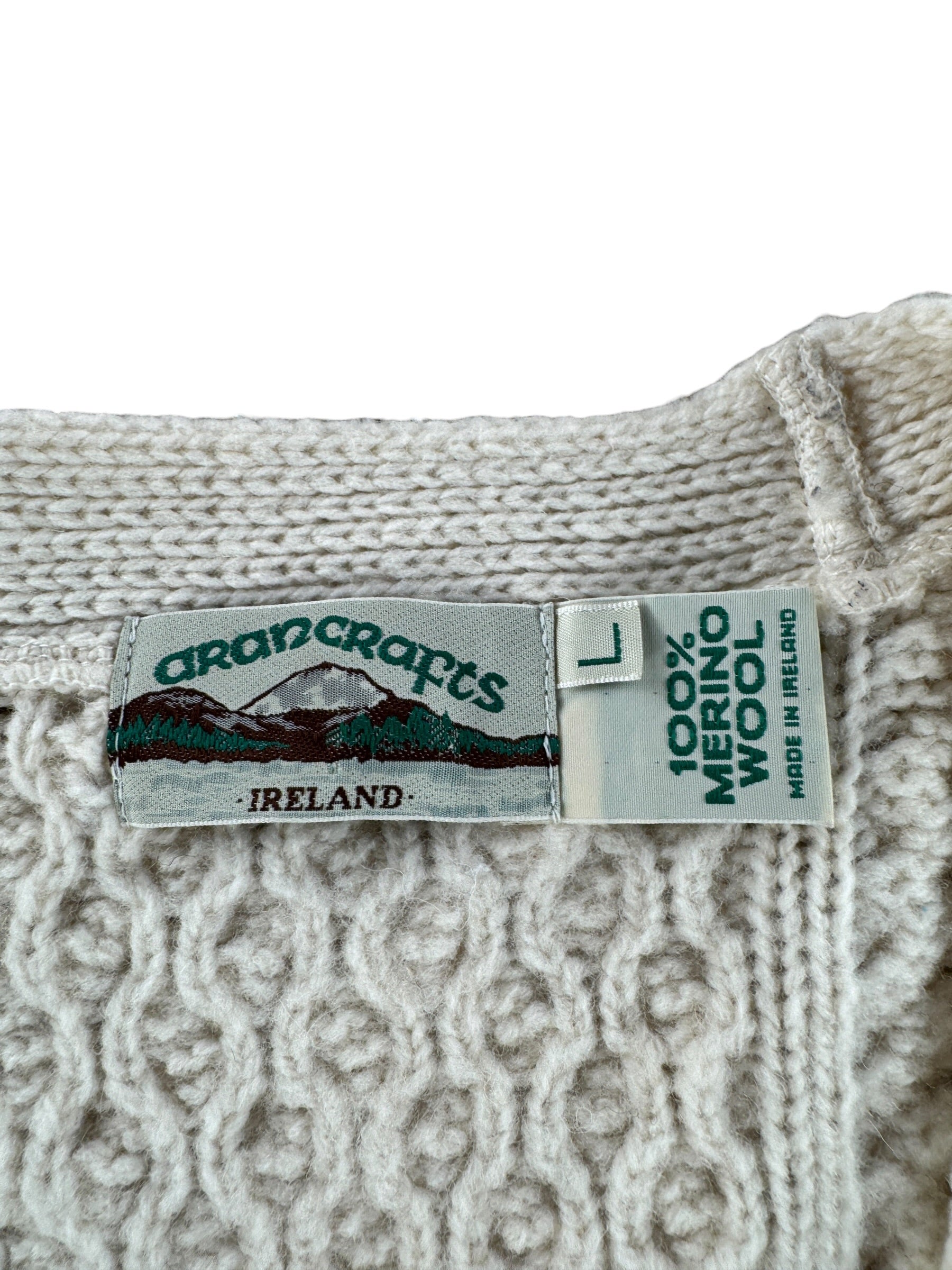 Label on Vintage 90s Aran Cardigan SZ L (Fits M)