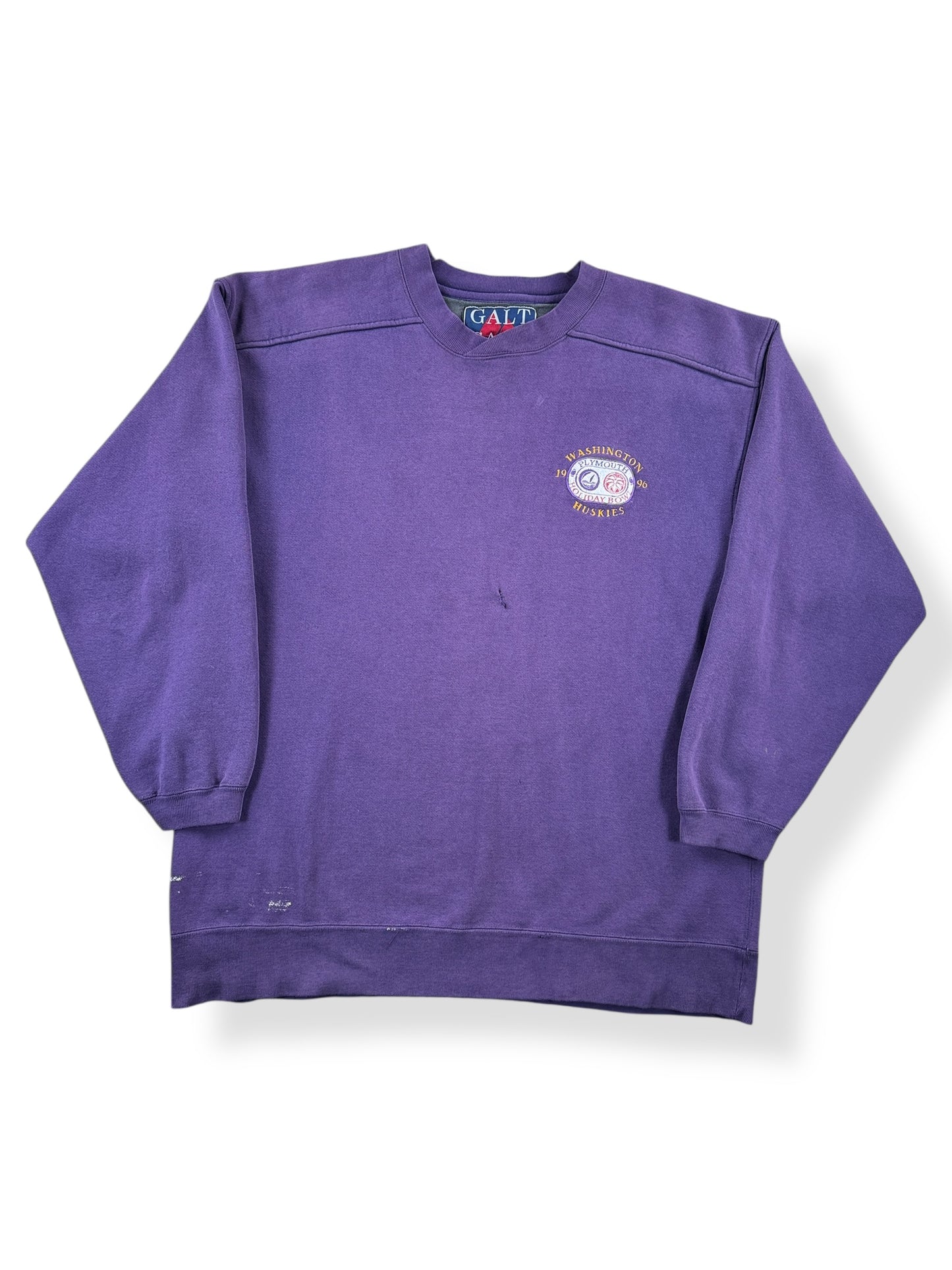 Front of Vintage Huskies '96 Plymouth Holiday Bowl Crewneck SZ L