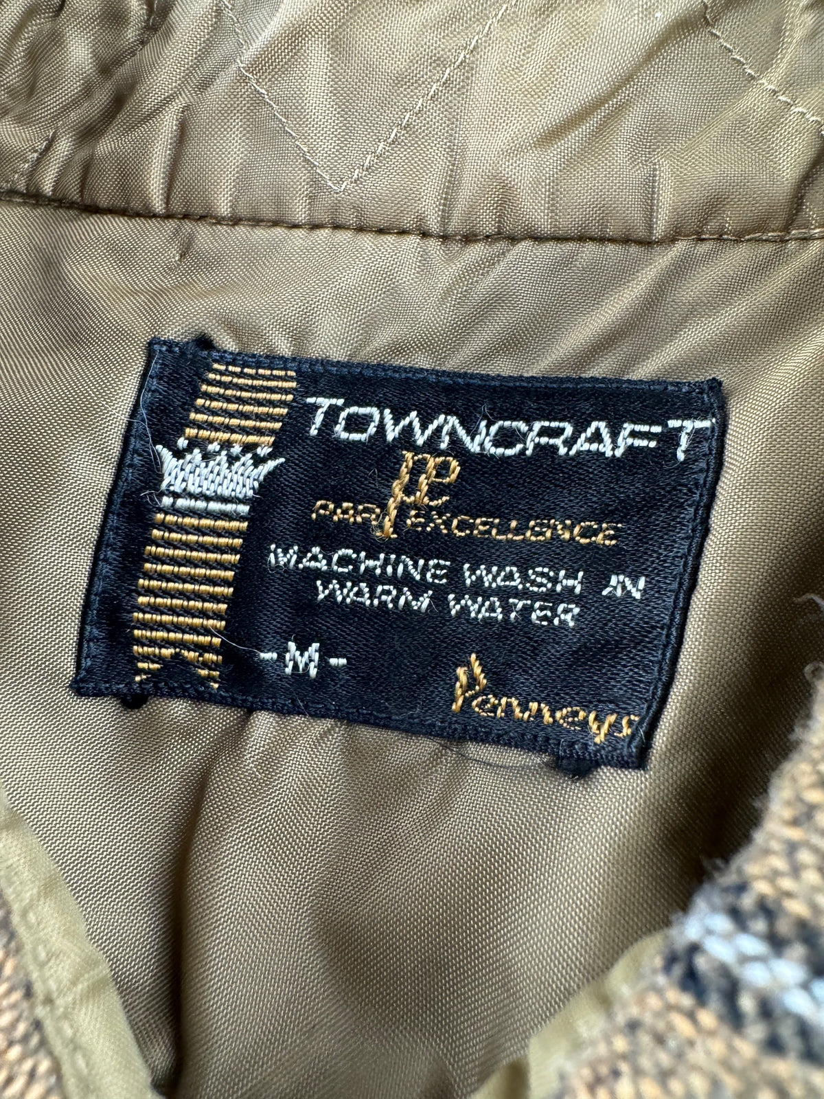 Tag on Vintage 60s Short Sleeve Towncraft Wool Flannel SZ M