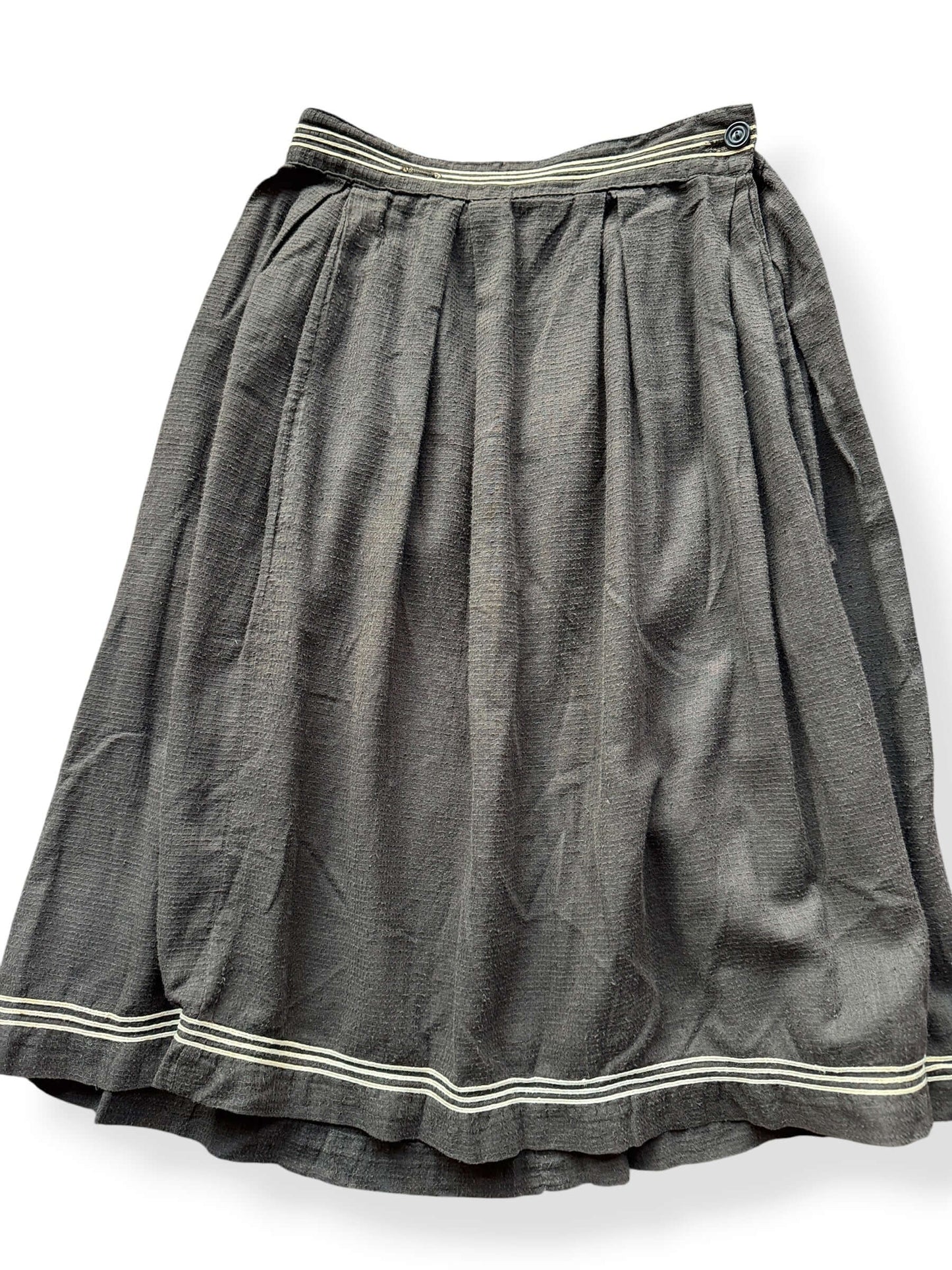 Front Close Up of Skirt of Antique Cotton Swimsuit Romper + Skirt Set SZ S