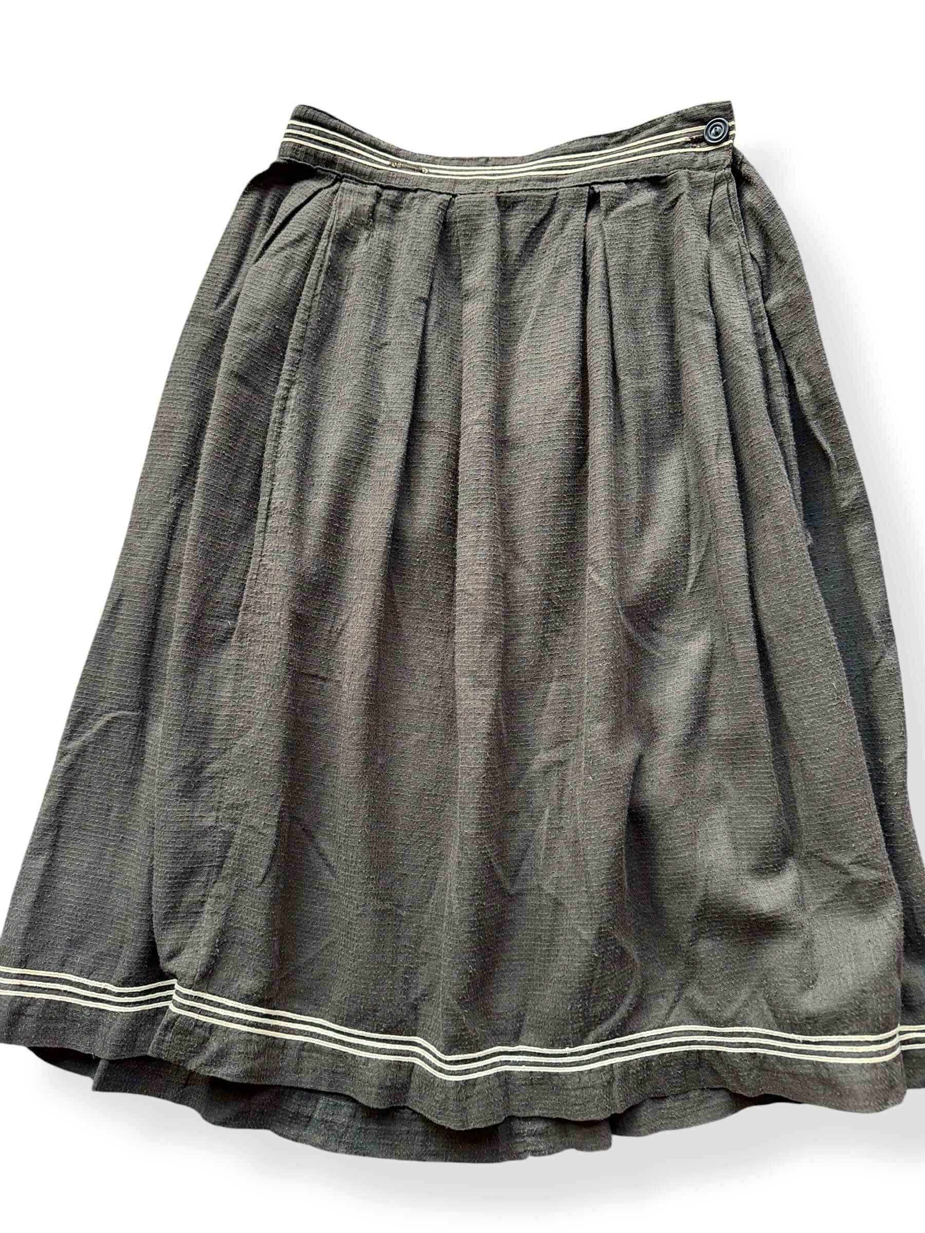 Front Close Up of Skirt of Antique Cotton Swimsuit Romper + Skirt Set SZ S