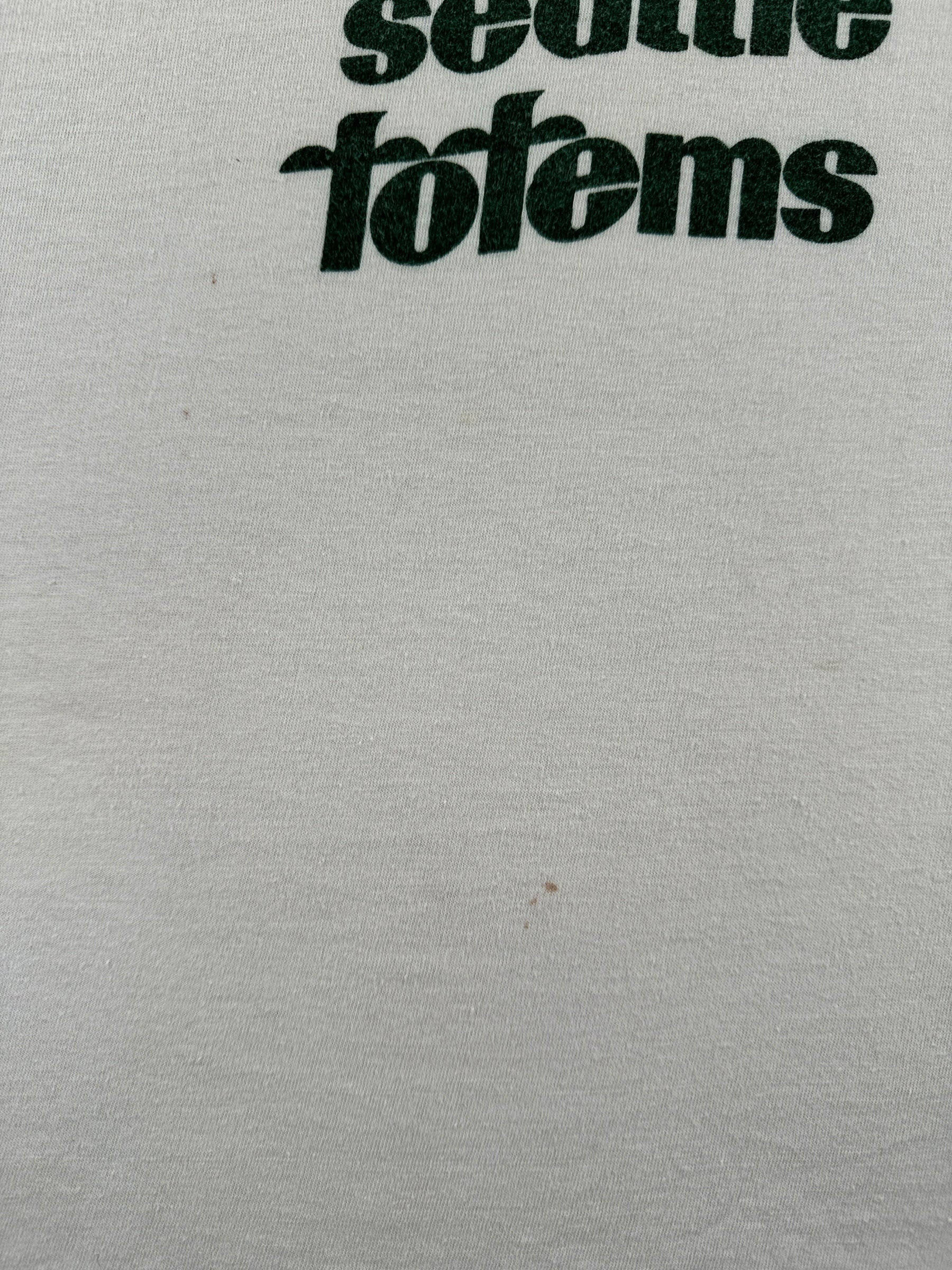 Stain on Vintage 70s Champion Seattle Totems Tee SZ M