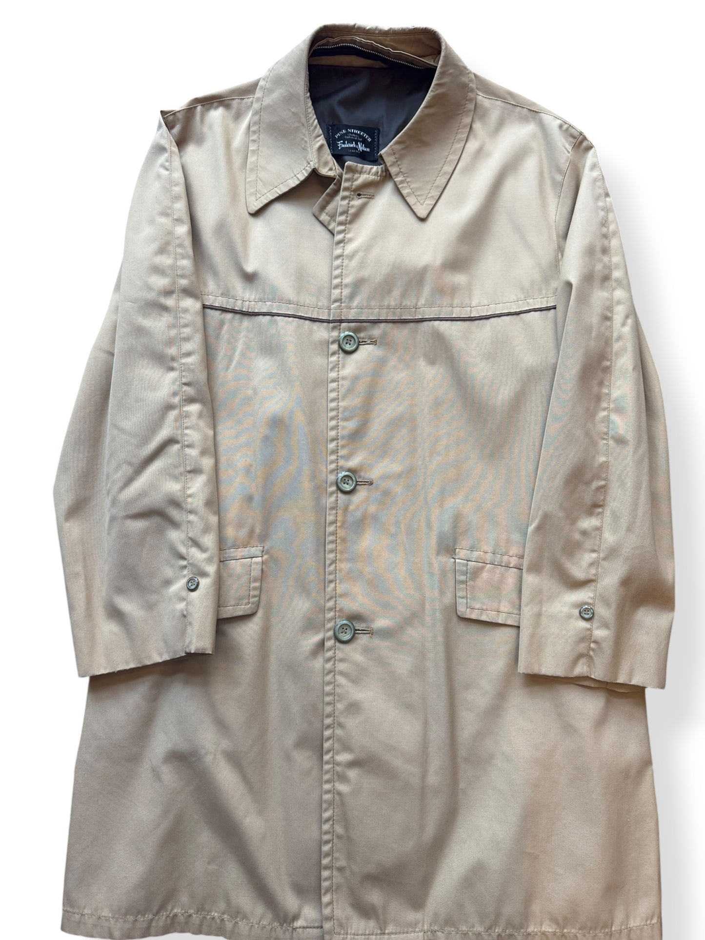 Front Close Up of Vintage 70s Frederick And Nelson Trench Coat SZ L