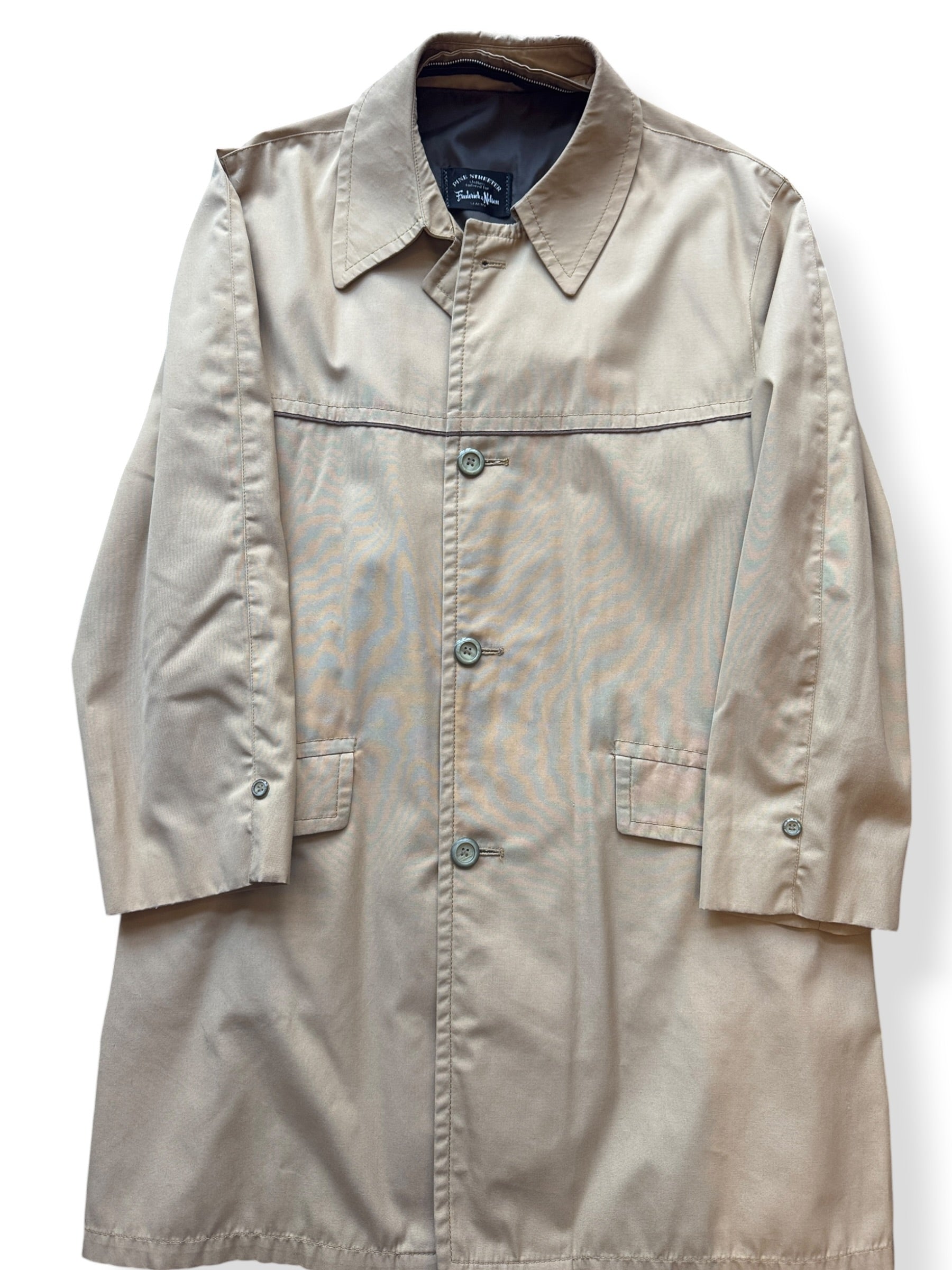 Front Close Up of Vintage 70s Frederick And Nelson Trench Coat SZ L