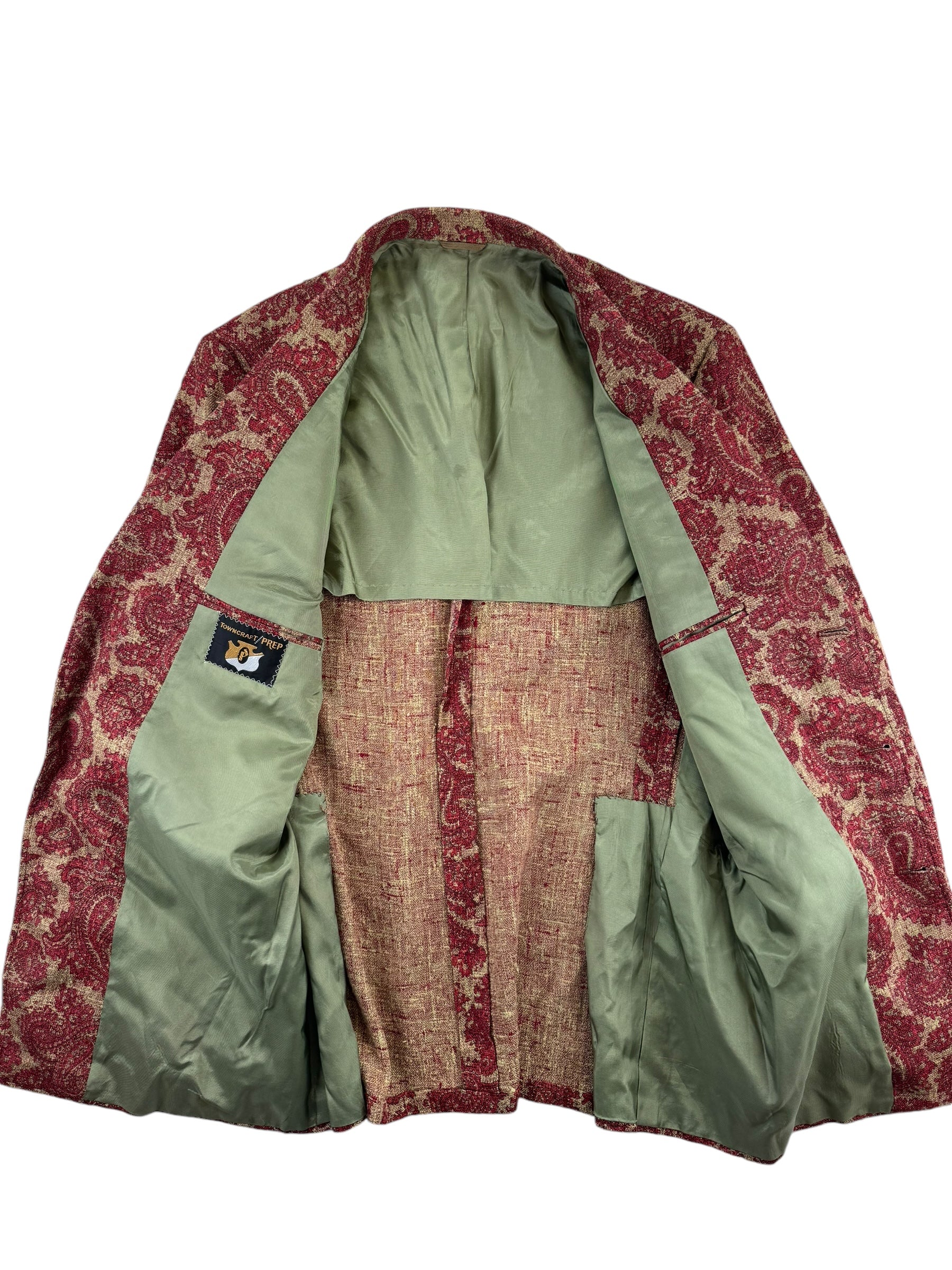 Open view of 1970s Towncraft Prep Paisley Blazer M