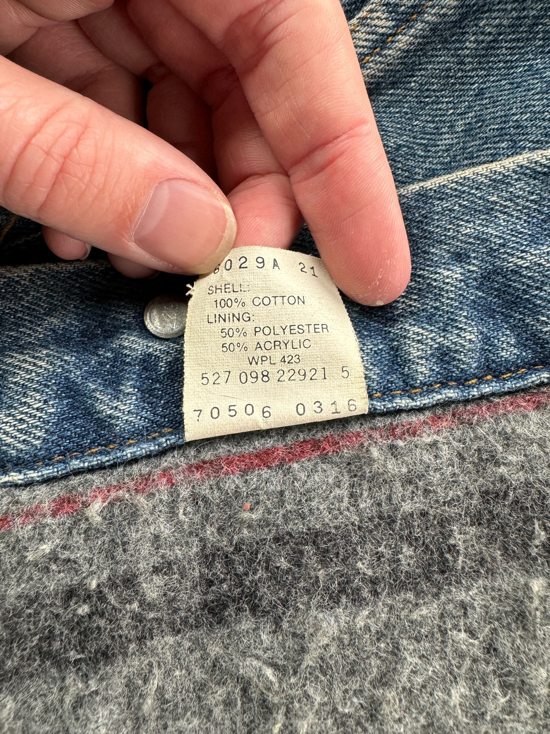 Tag on Vintage Levis 4-Pocket Blanket Lined Trucker Jacket SZ 38