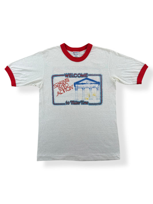 Front of Vintage Welcome to Miller Time Ringer Tee SZ XS