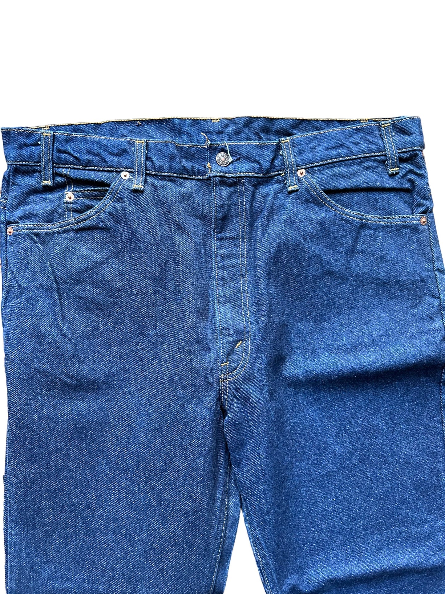Front waist view of Deadstock 90s USA Levi's 501 Black Jeans 26x33 | Seattle Deadstock Vintage Jeans | Barn Owl Vintage Denim