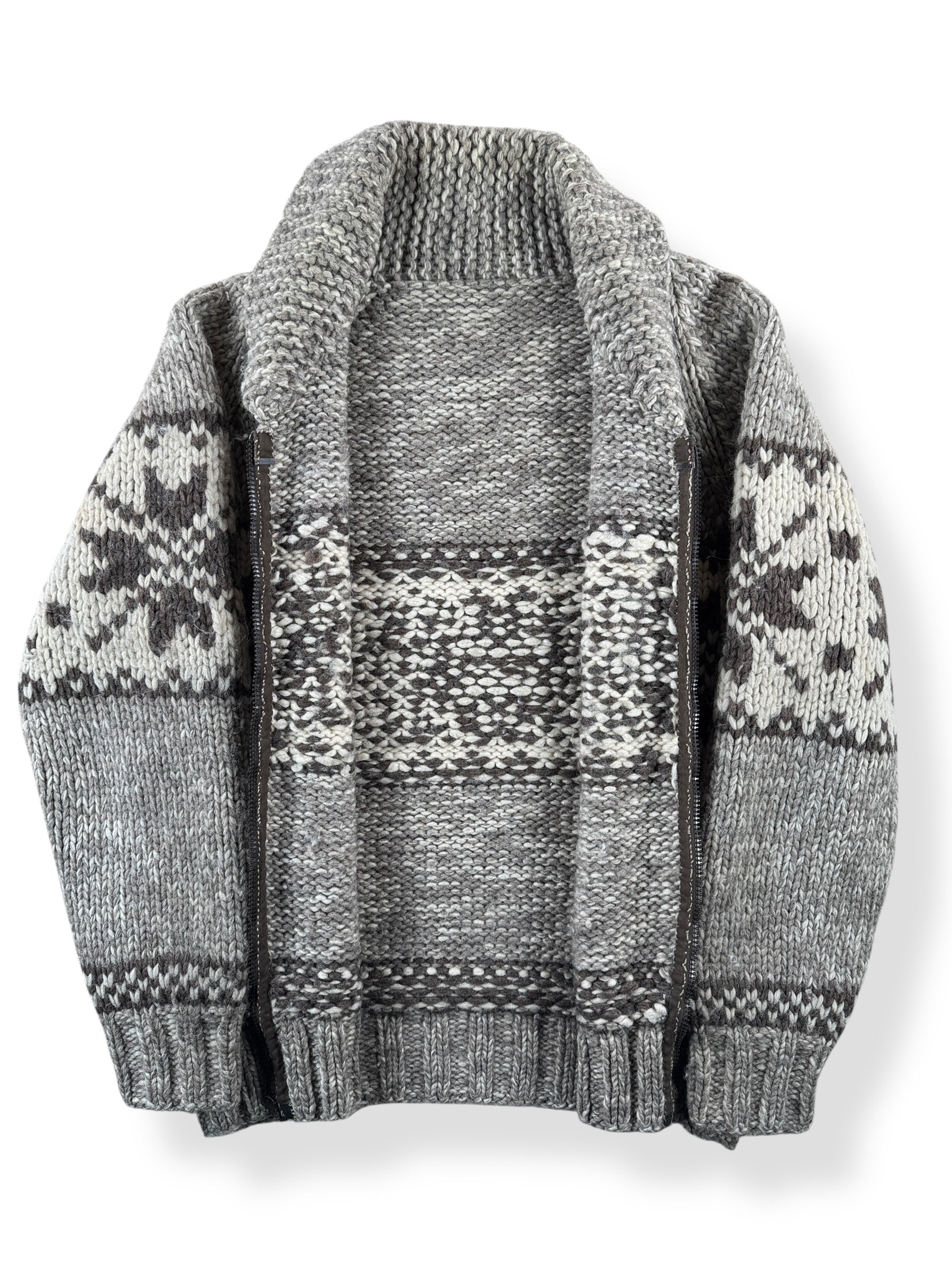 Inside of Vintage Snowflake Pattern Cowichan Style Sweater SZ M