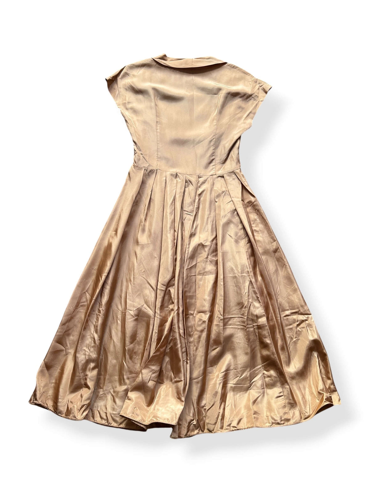 Back of Vintage Mid Century Golden Fit and Flare Dress 