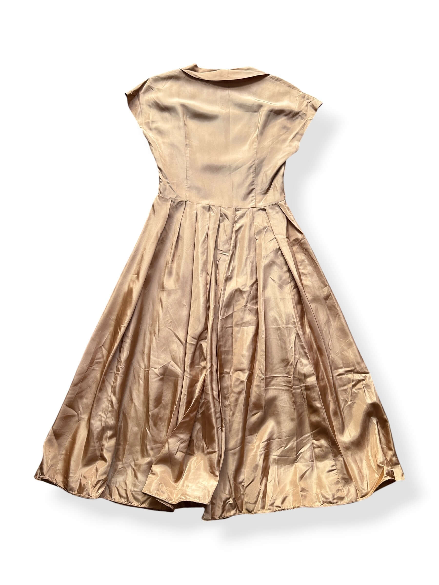 Back of Vintage Mid Century Golden Fit and Flare Dress 