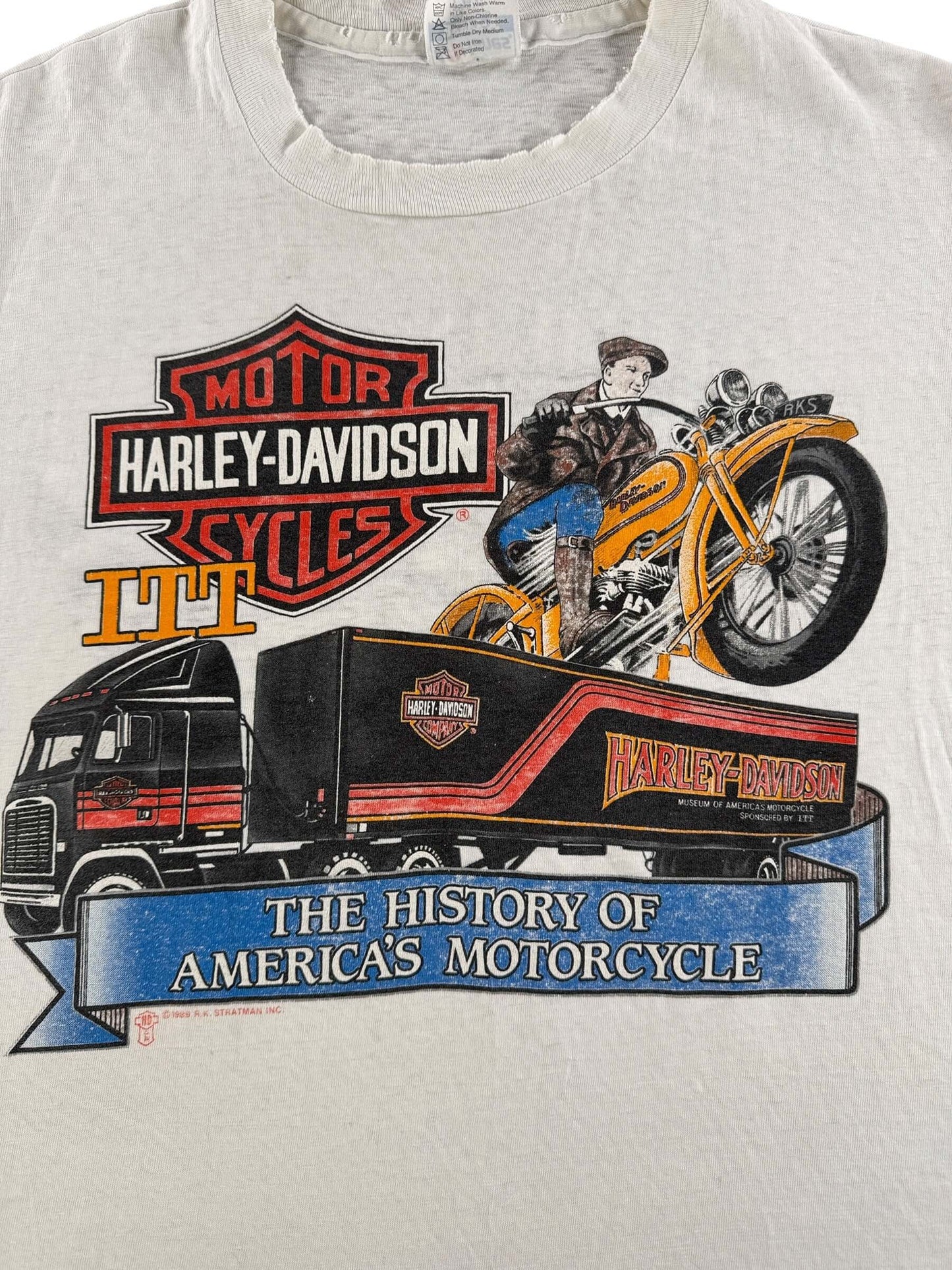 Graphic of Vintage ITT Harley Davidson Shredder Tee SZ L (Fits M)