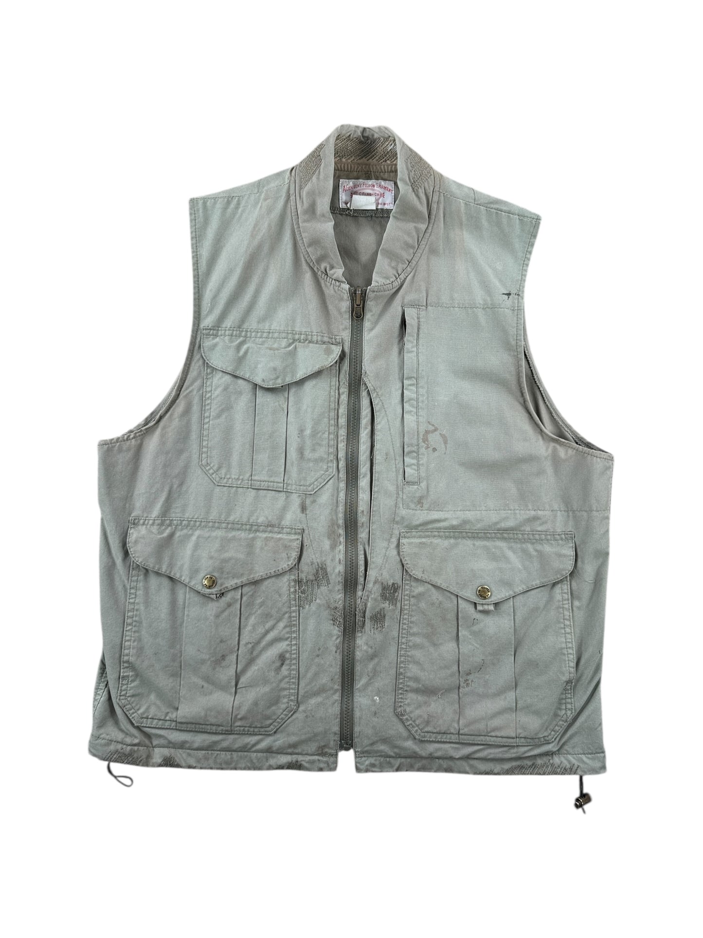 Front of Vintage 90s Era Filson Fishing Vest SZ L AS IS