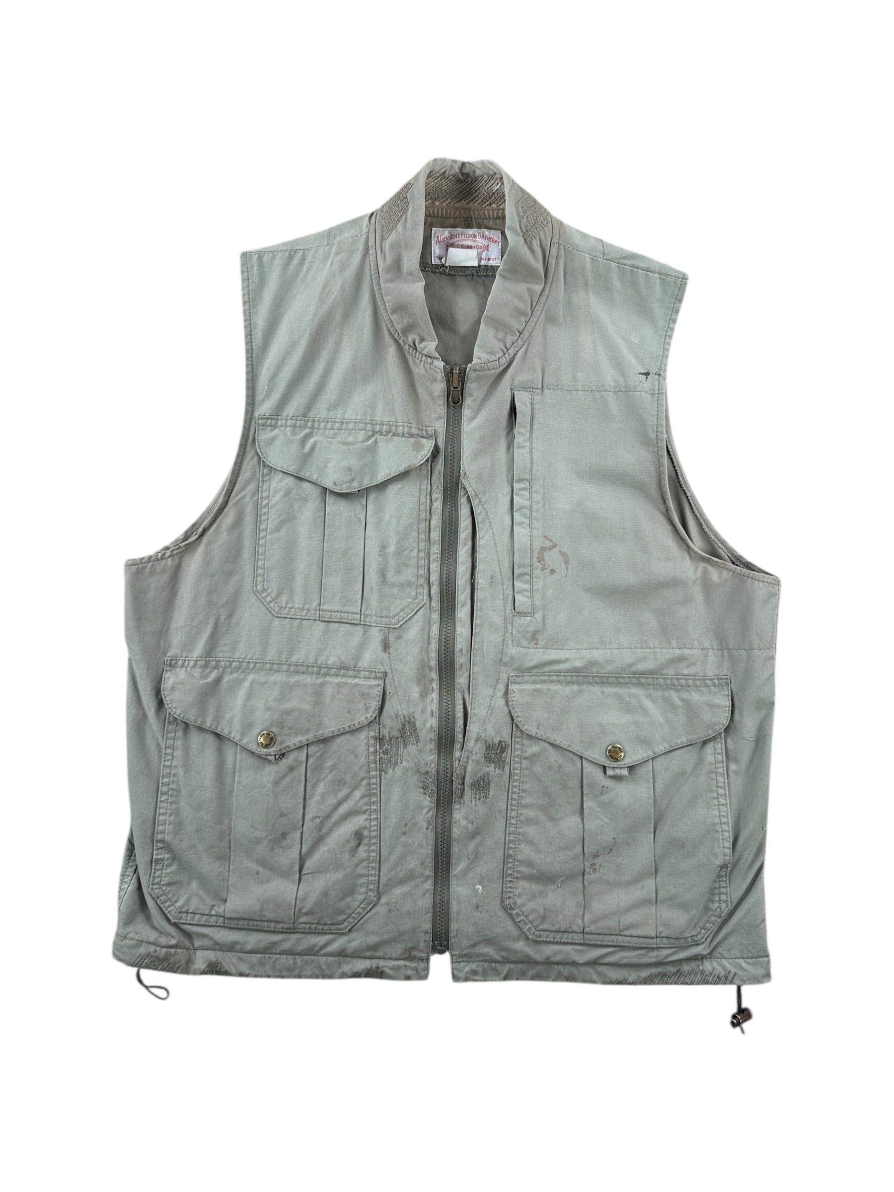 Front of Vintage 90s Era Filson Fishing Vest SZ L AS IS