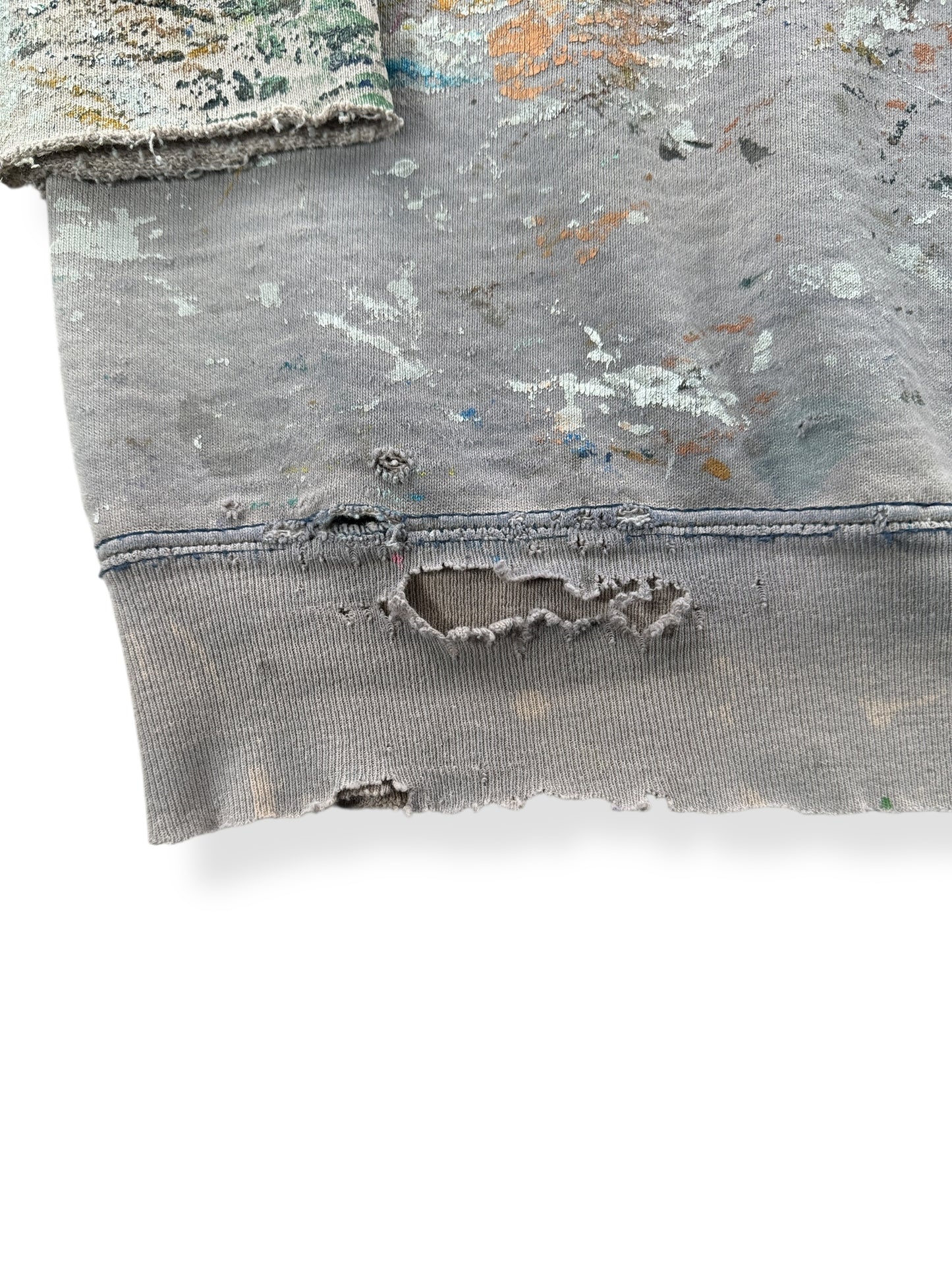 Wear on Vintage Thrashed, Faded, and Splattered Crewneck SZ L