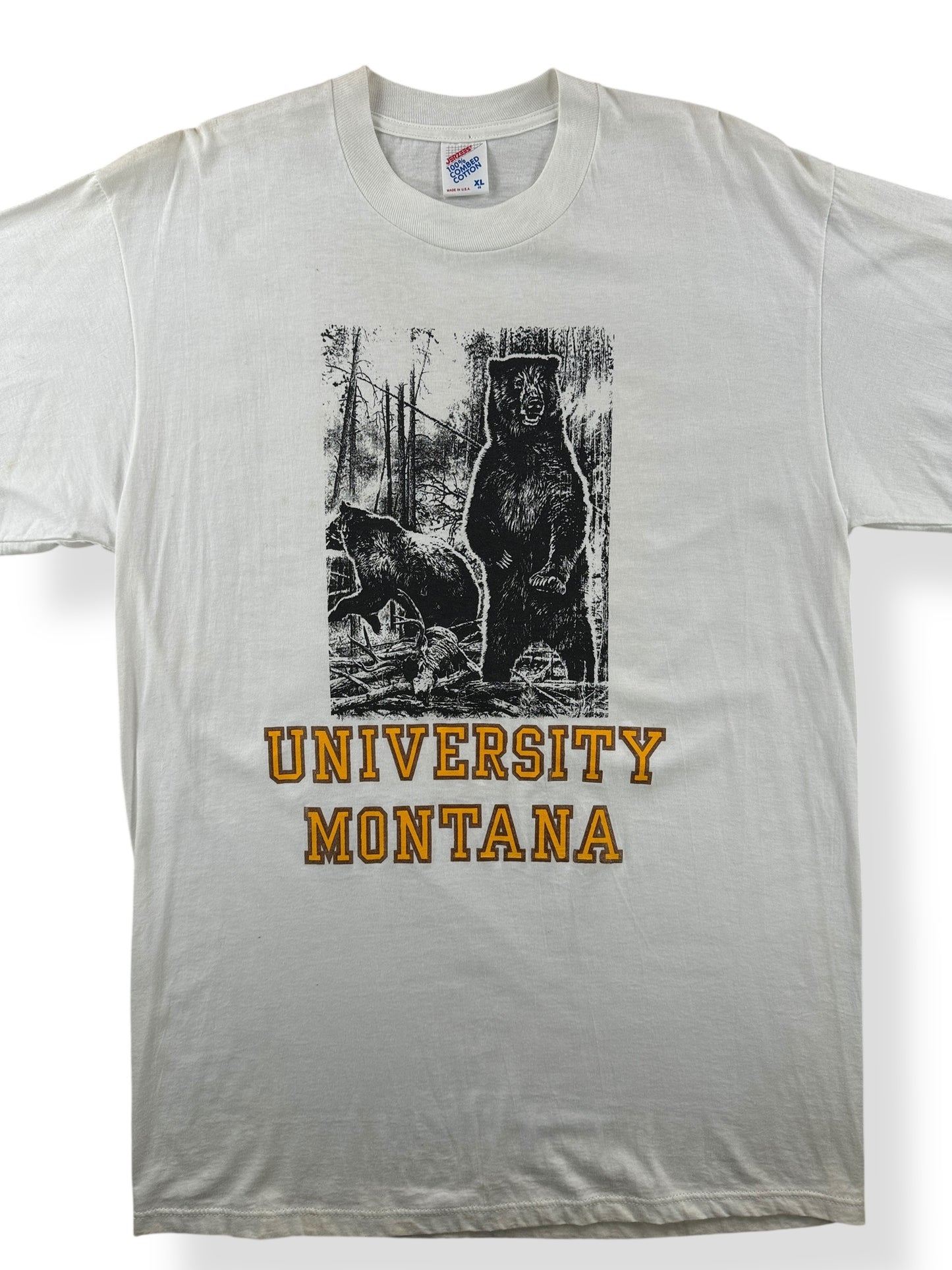 Front Close Up of Vintage University Montana Bears Tee SZ XL
