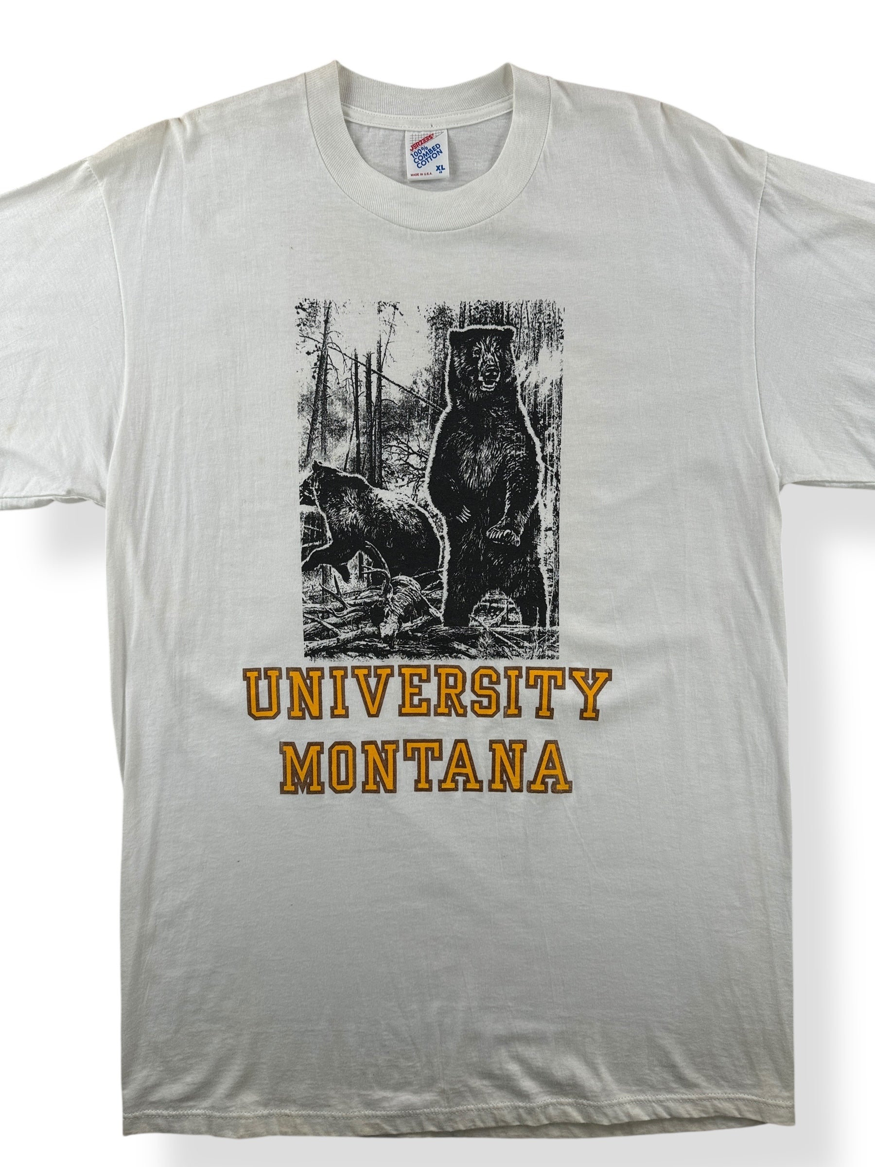 Front Close Up of Vintage University Montana Bears Tee SZ XL