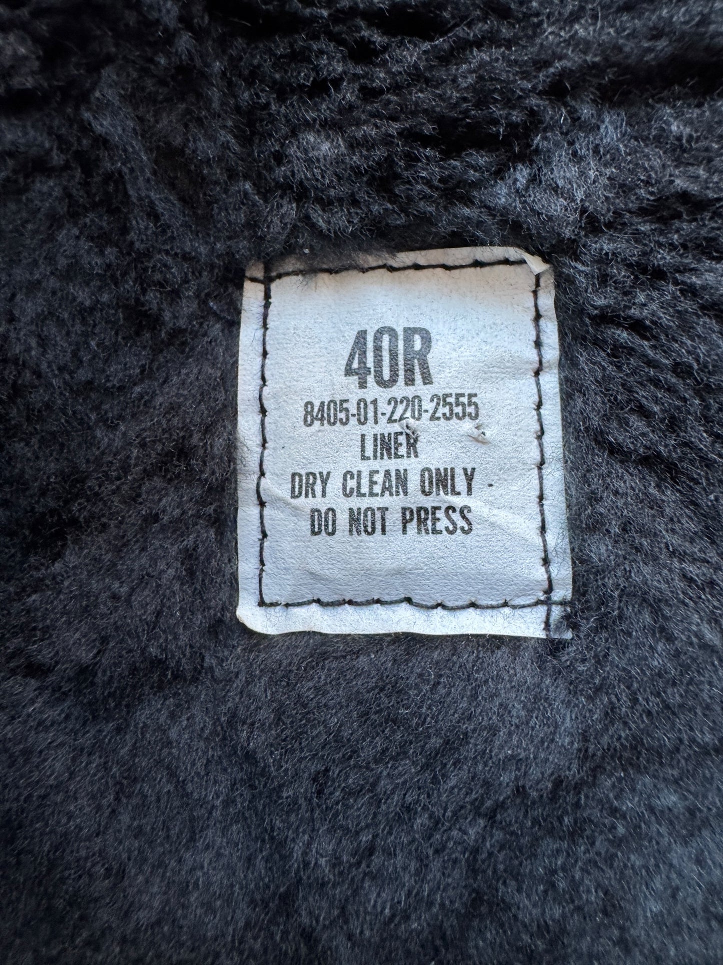 Label on Vintage 80s Era Military Trench Coat W/ Liner SZ 40R