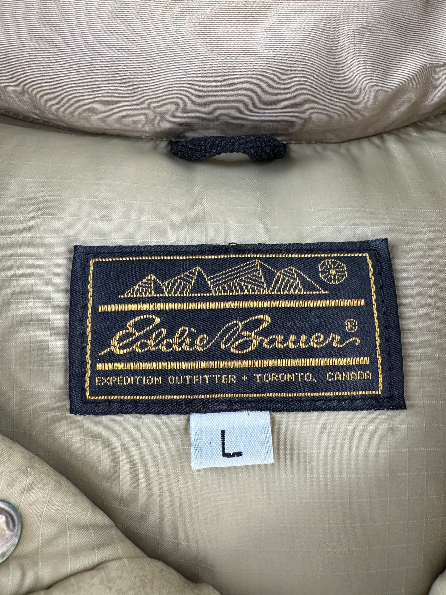 Label on Vintage Eddie Bauer Down Jacket SZ L