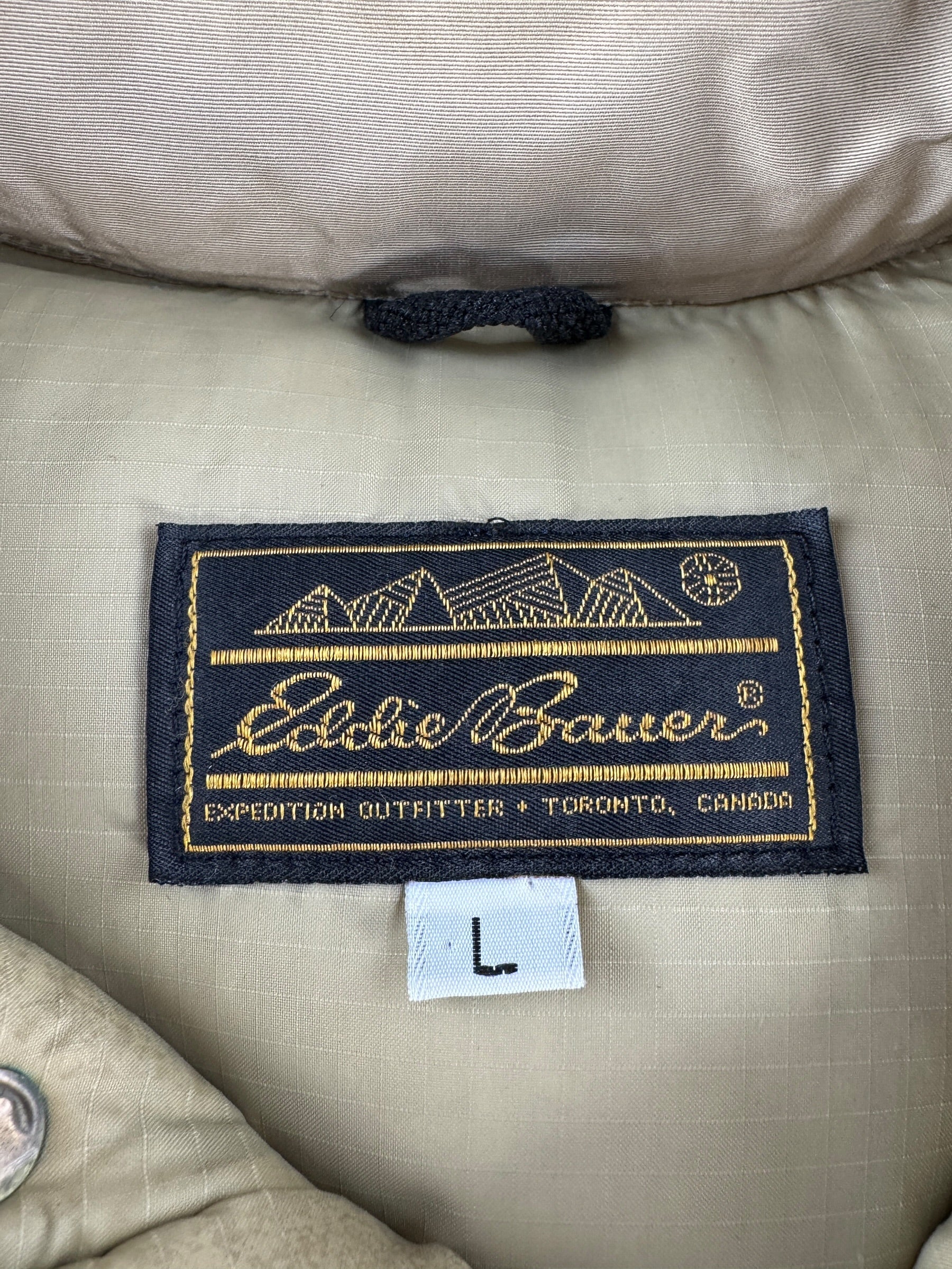 Label on Vintage Eddie Bauer Down Jacket SZ L