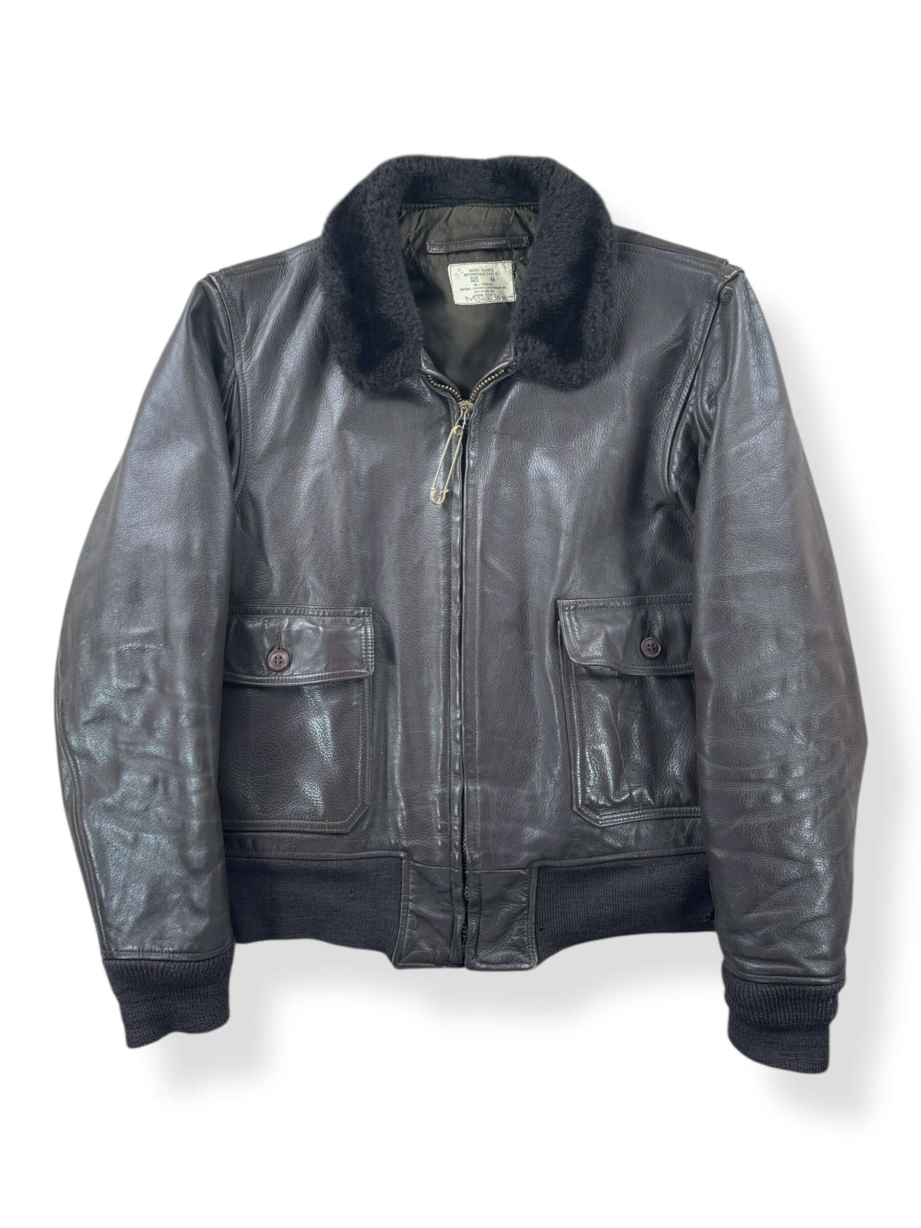 Front of Vintage 1976 USN G-1 Leather Jacket SZ 44
