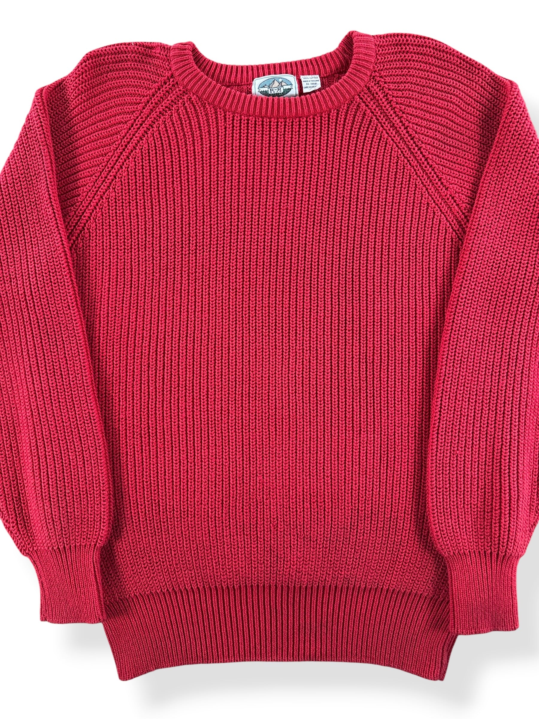 Front Close Up of Vintage Red R'N'R Cotton Sweater SZ XL (Fits M)