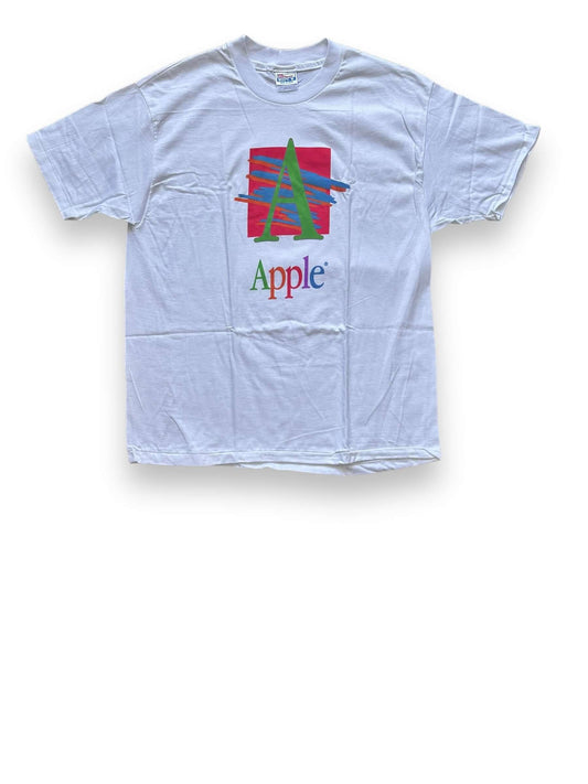 Front View of Vintage NOS Apple Computers Rainbow Spellout T-Shirt SZ XL