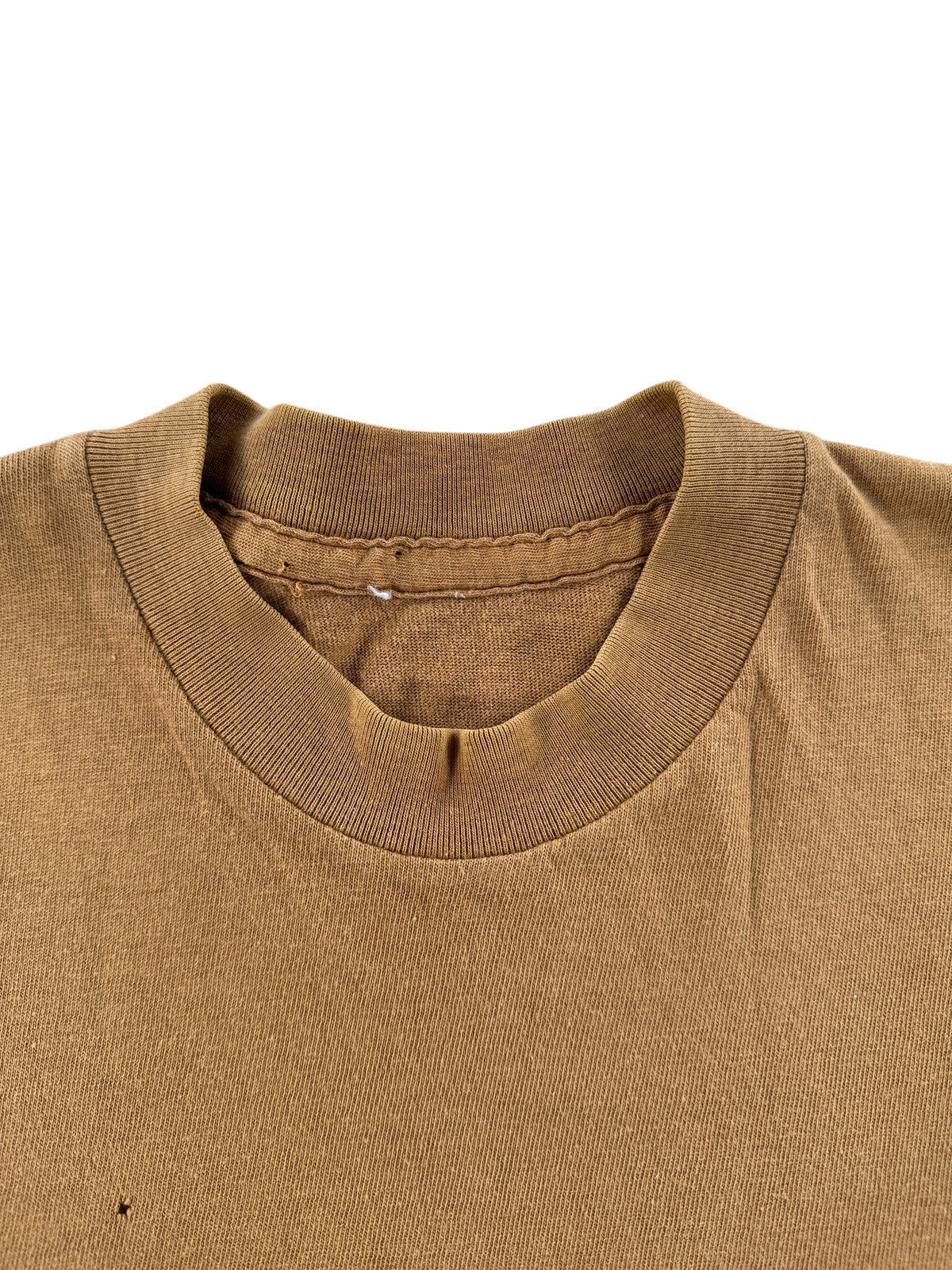 Collar on Vintage 60s/70s Brown Blank Tee SZ M