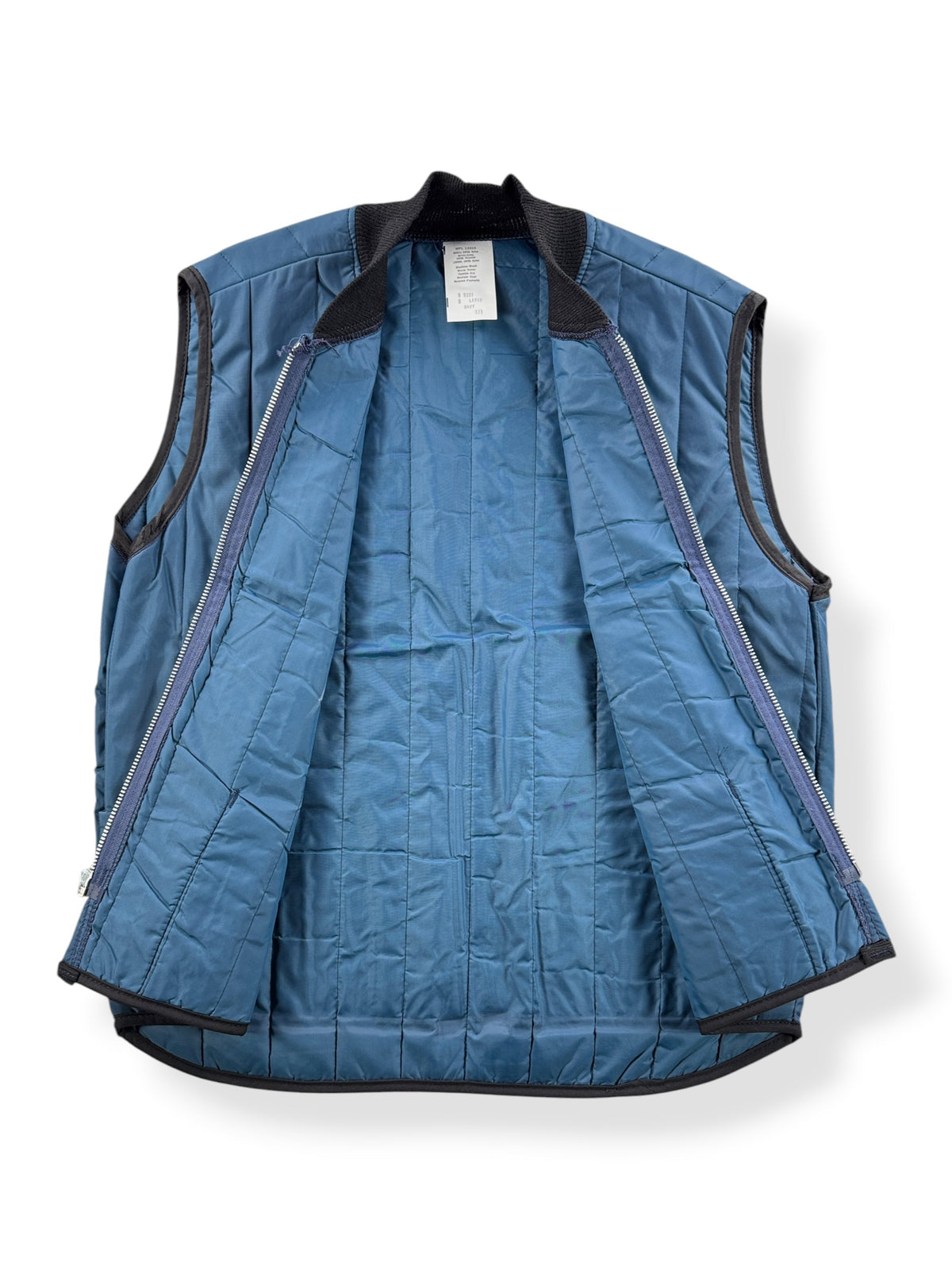 Inside of Vintage Quilted Navy Blue Vest SZ L