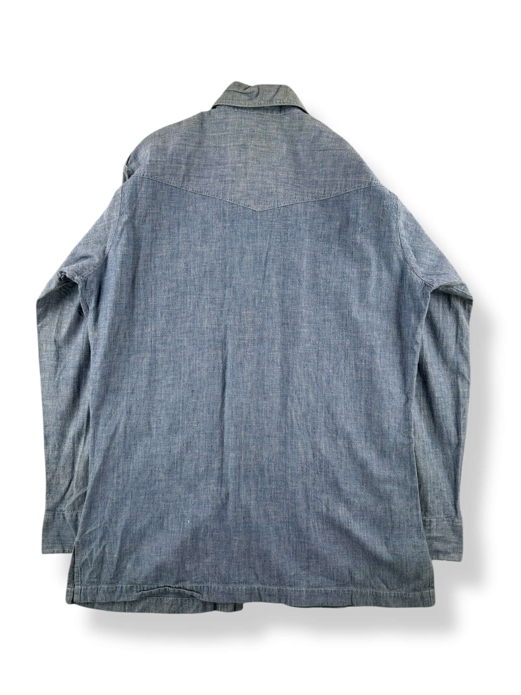 Back of Vintage Passport 360 Cotton Chambray Shirt SZ L
