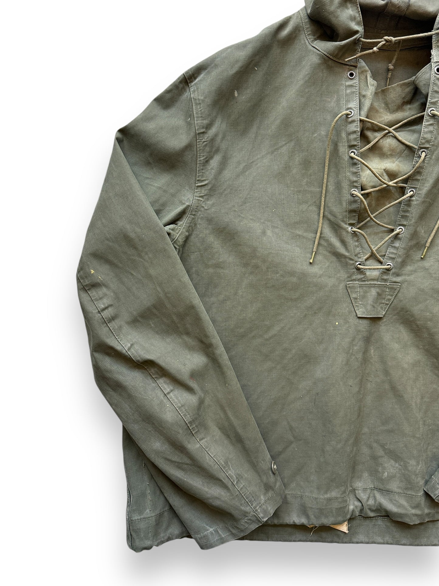 front right of Vintage WWII Era Foul Weather Smock SZ M