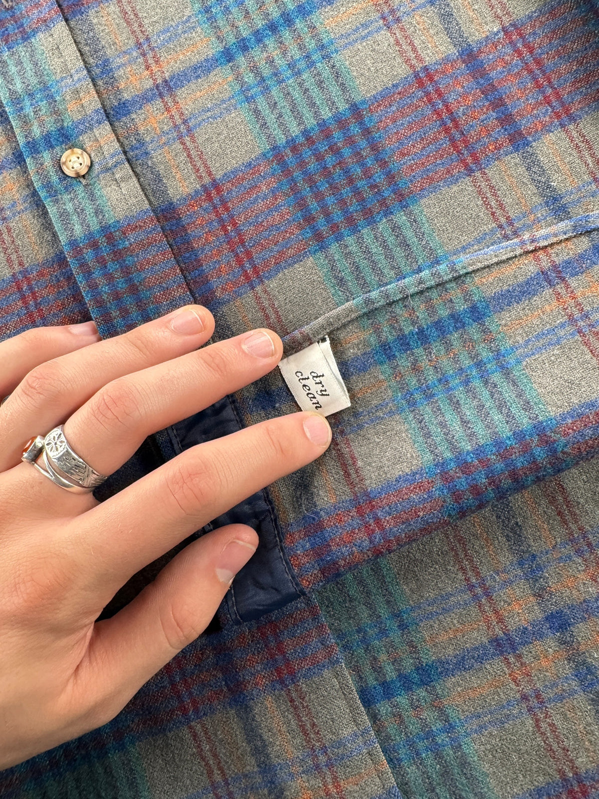 Tag on Vintage Pendleton Blue Plaid Flannel SZ M